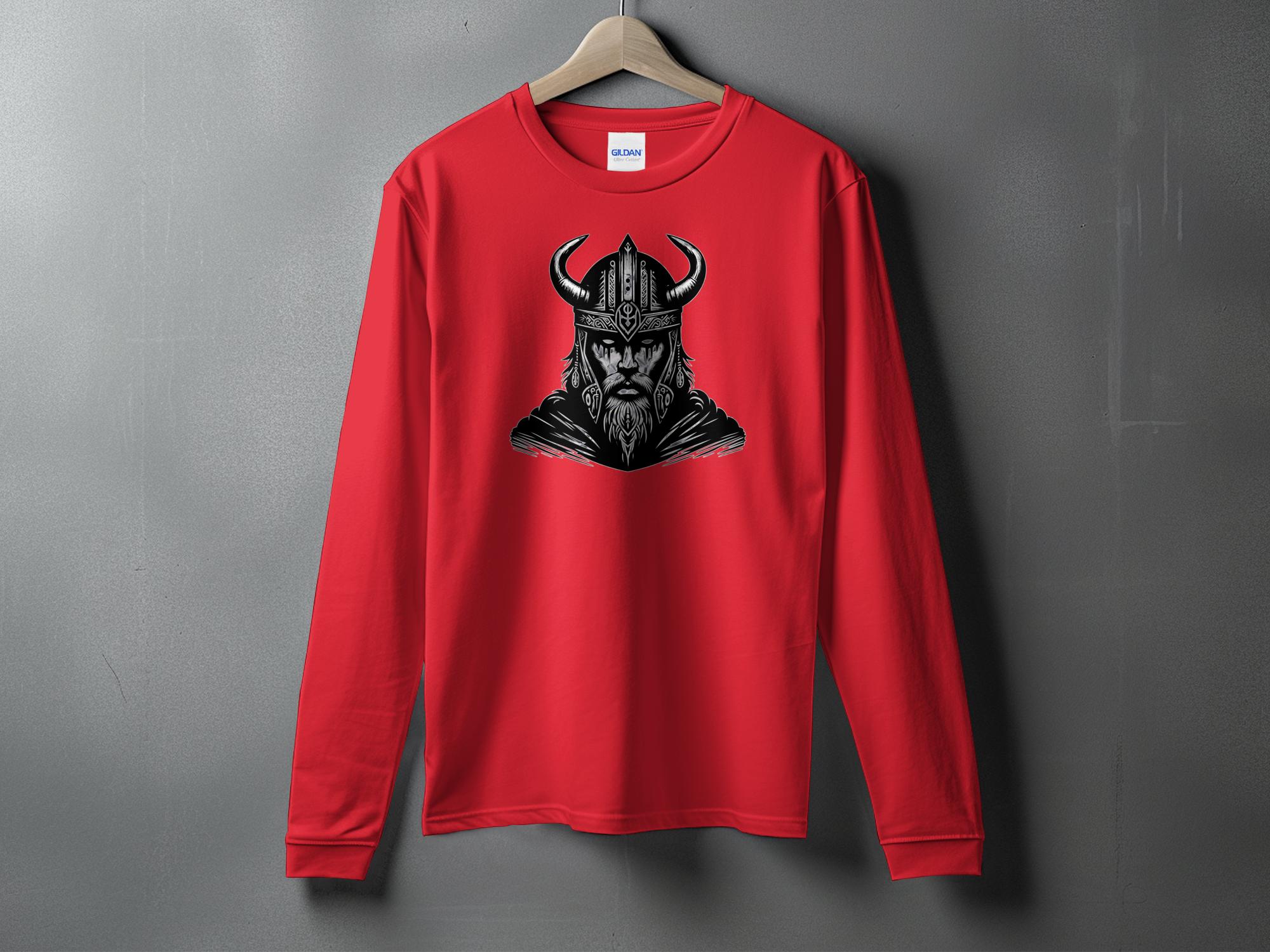 Viking Iron Will - Coloured Gildan Long Sleeve Realistic Norse Talisman Men Women Unisex Valhalla Tee Graphic Design