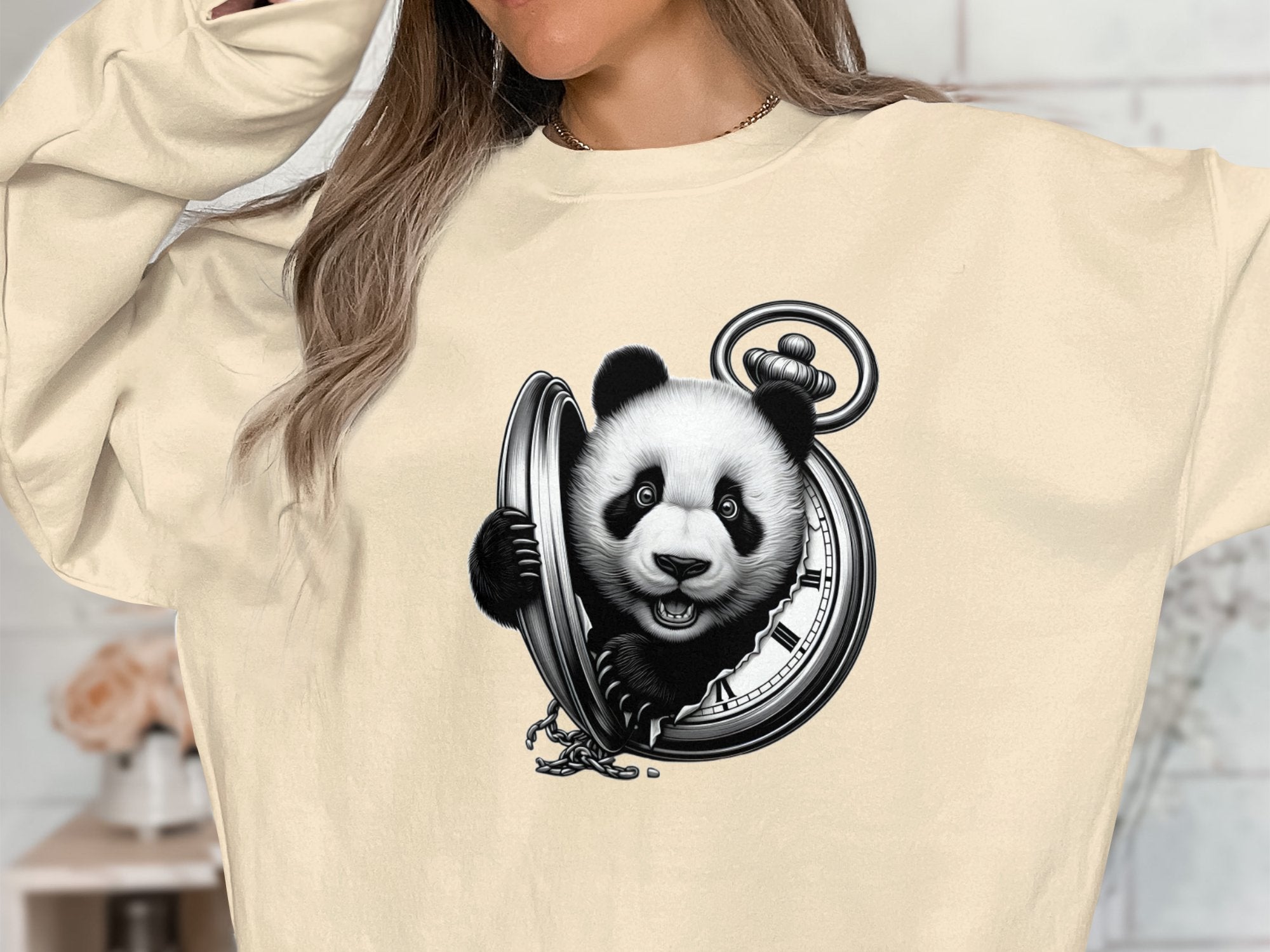 Panda - Coloured Gildan Sweatshirt Realistic Animal Talisman Unisex Cute Tee Graphic Design