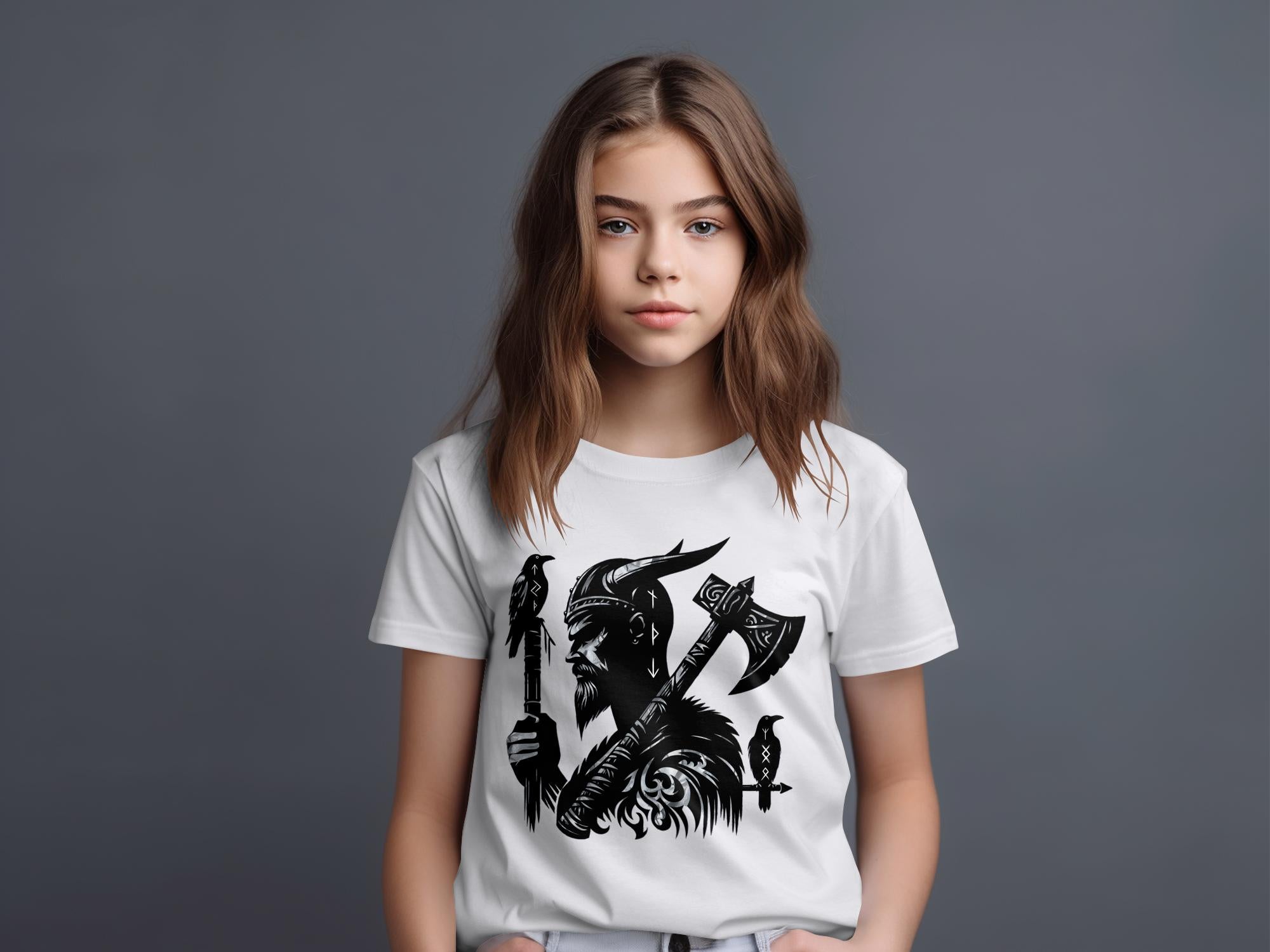 Viking Odin - Coloured Gildan Kids T Shirt Norse Talisman Unisex Valhalla Tee