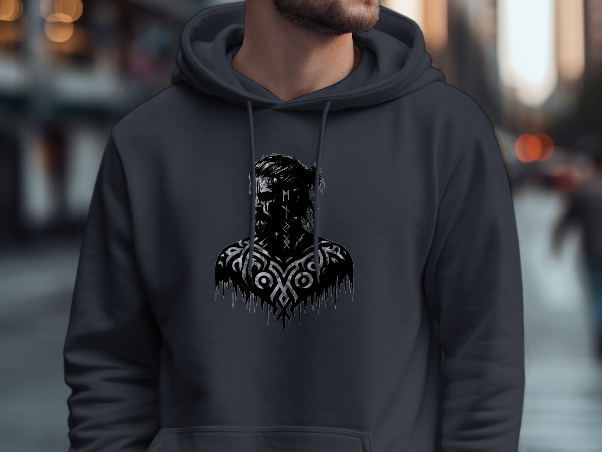 Viking Reflection - Coloured Gildan Hoodie White Norse Talisman Men Women Unisex Valhalla Tee