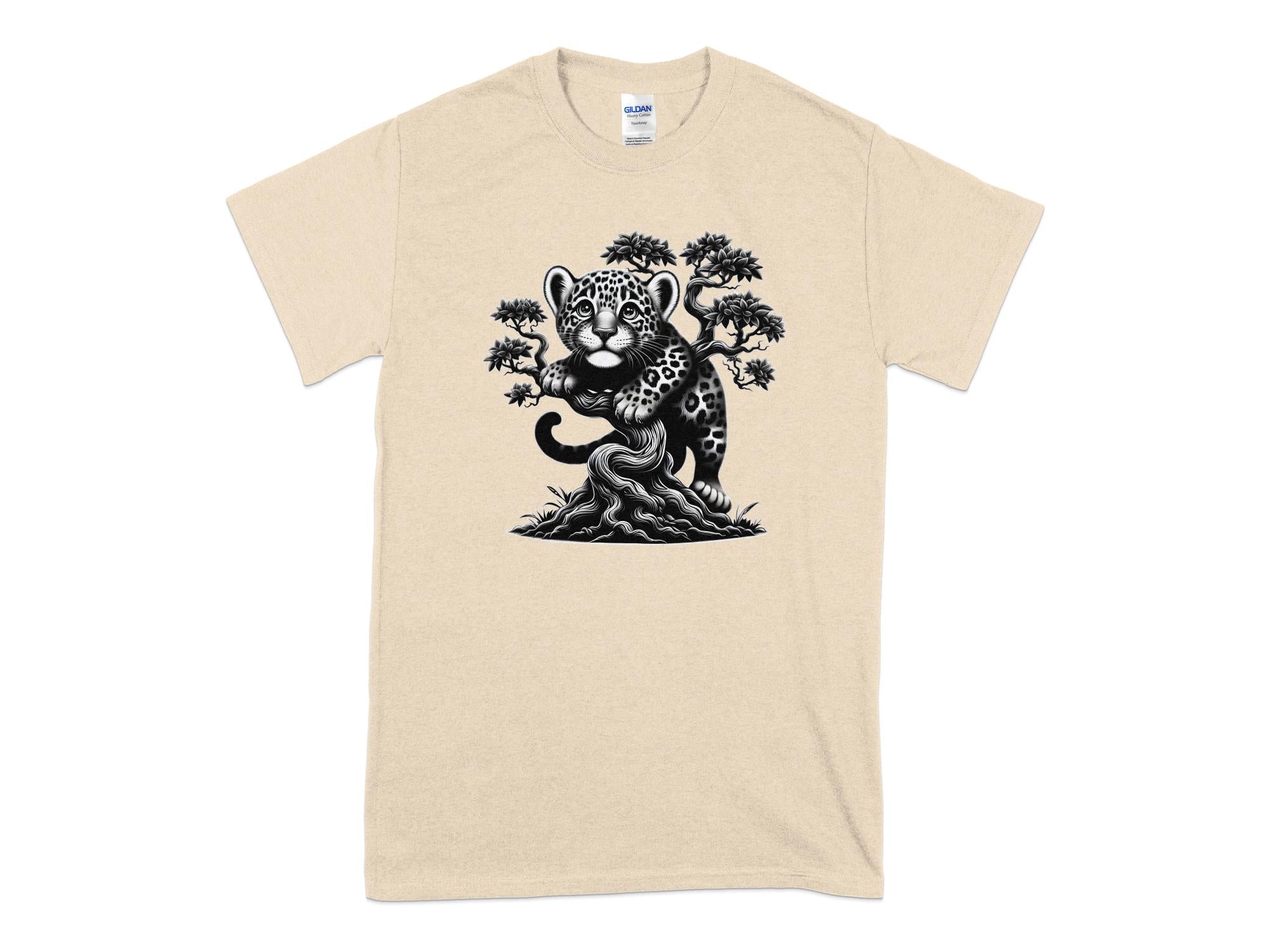 Leopard Bonsai - Coloured Gildan T-Shirt Realistic Animal Talisman Unisex Cute Tee Graphic Design