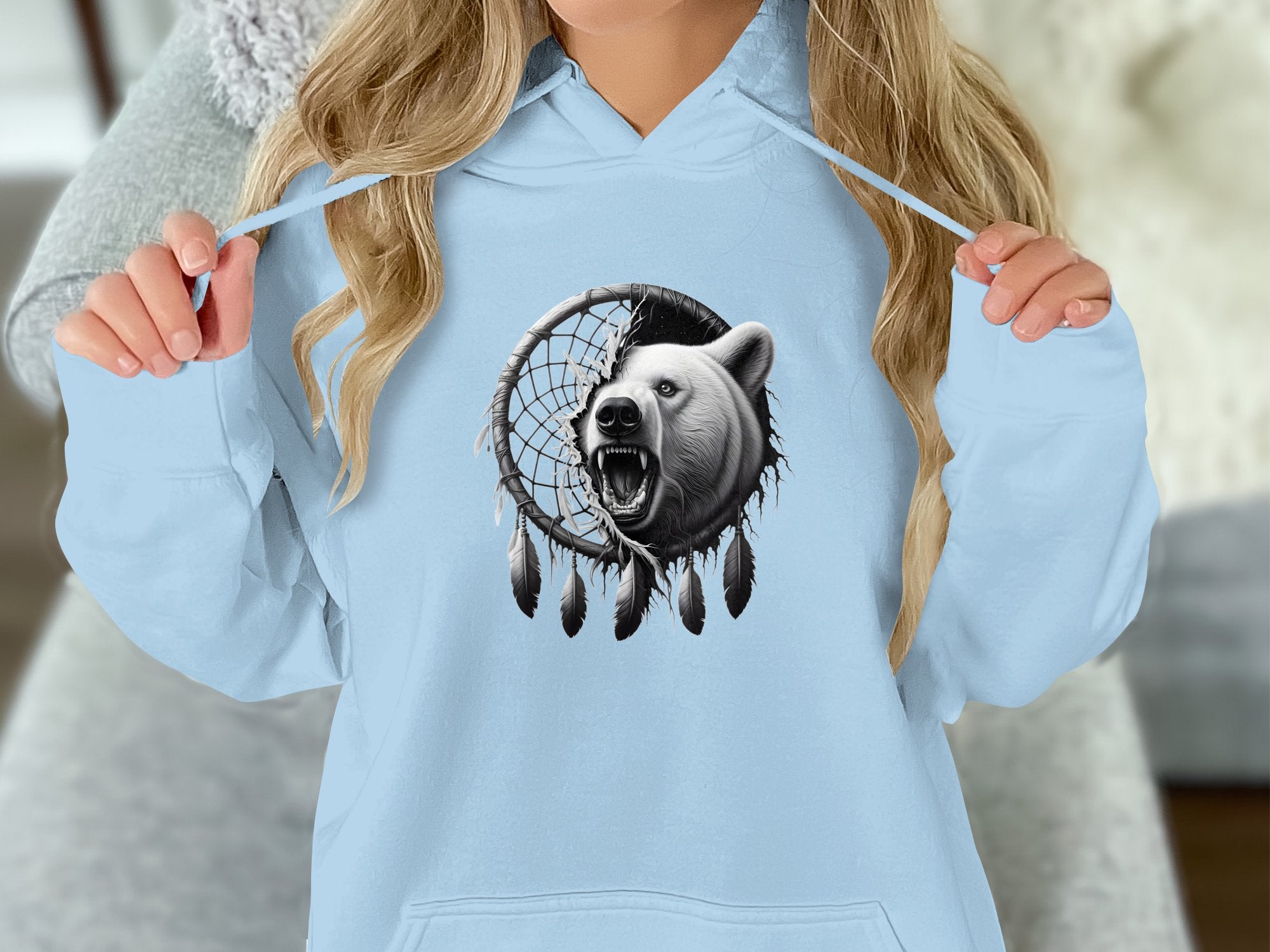 Dreamcatcher Bear - Coloured Gildan Hoodie Realistic Native American Talisman Unisex Mythology Tee Graphic Design