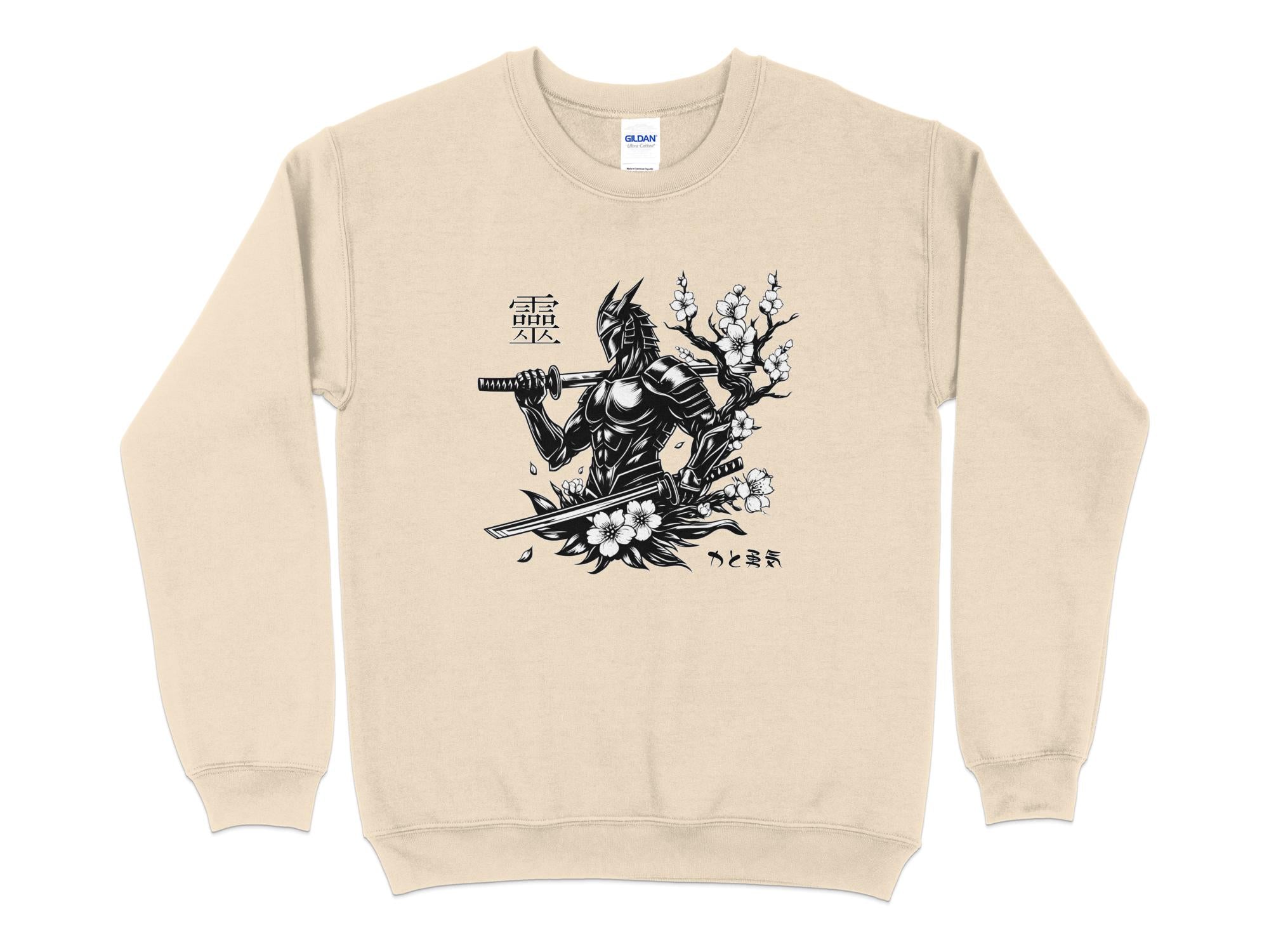 Samurai Ninja - Coloured Gildan Sweatshirt Japanese Talisman Unisex Cultural Symbolic Graphic Design