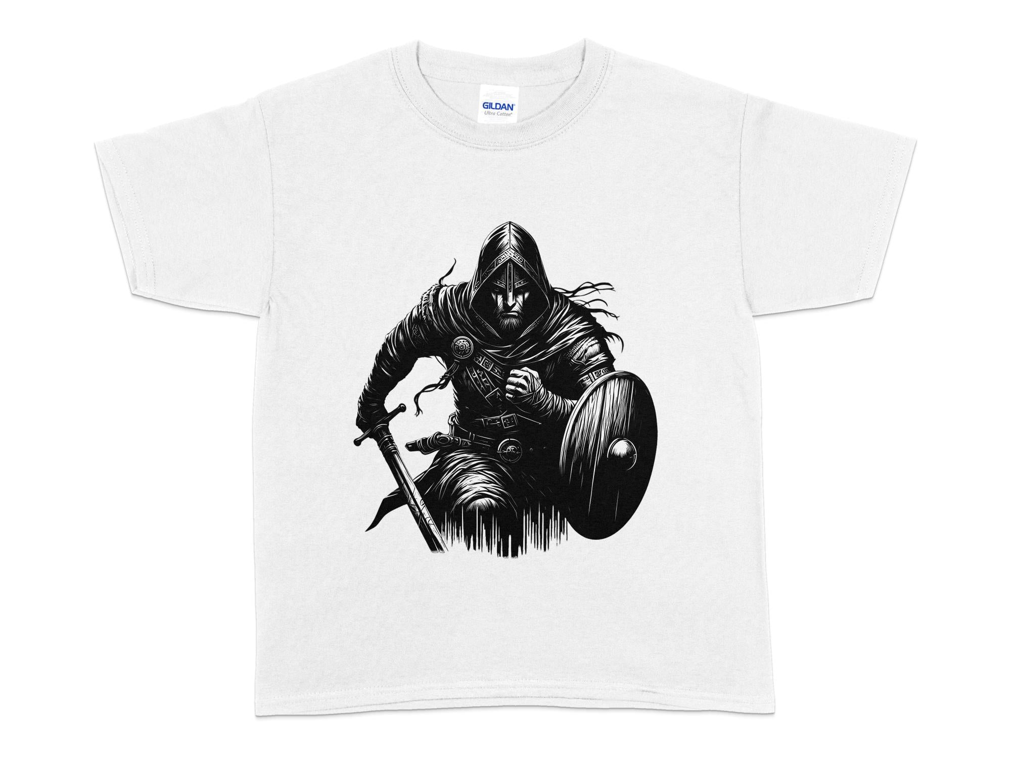 Viking Soldier - Coloured Gildan Kids T Shirt Norse Talisman Unisex Valhalla Tee