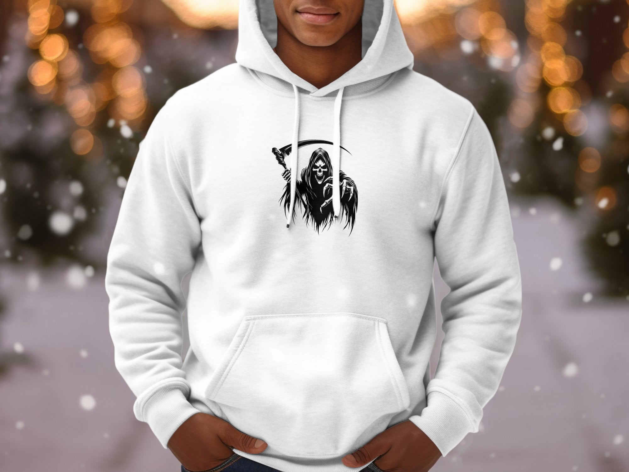 Grim Reaper - Black White Gildan Hoodie Commemorative Talisman Unisex Tee Graphic Design