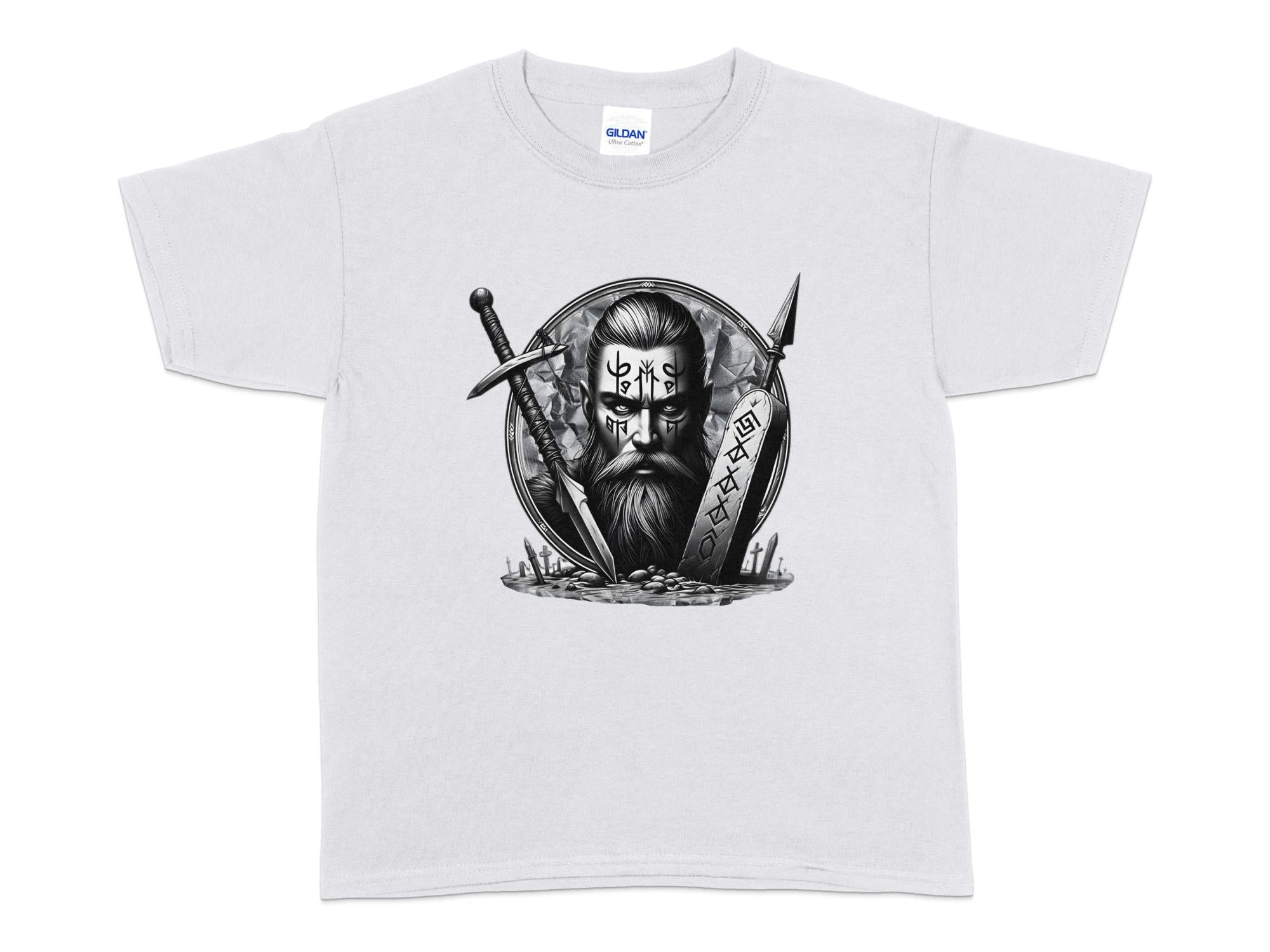 Viking Fortitude - Coloured Gildan Kids T-Shirt Realistic Norse Talisman Unisex Valhalla Tee Graphic Design