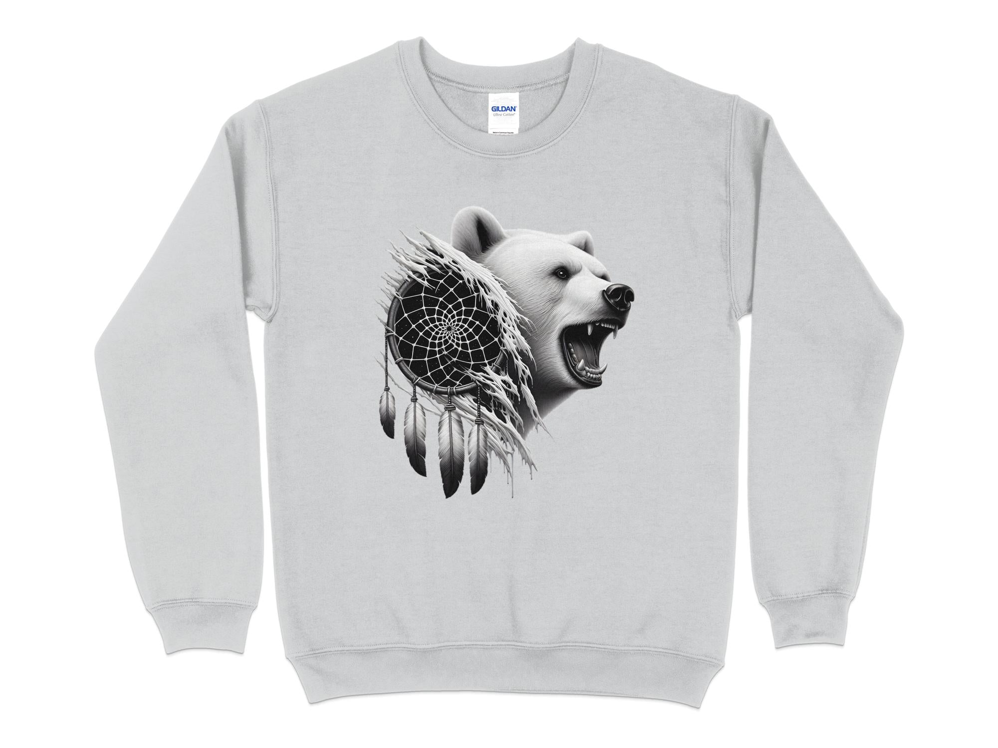 Dreamcatcher Bear - Coloured Gildan Sweatshirt Realistic Native American Talisman Unisex Mythology Tee Graphic Design