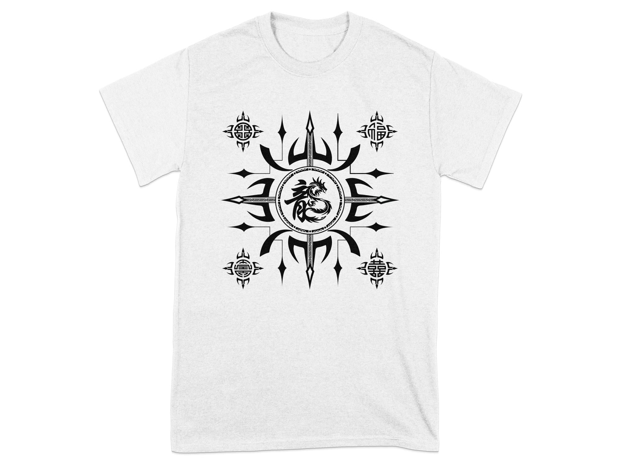 Fengshui Dragon - White Gildan T Shirt Inspirational Talisman Men Women Unisex Tee Graphic Design