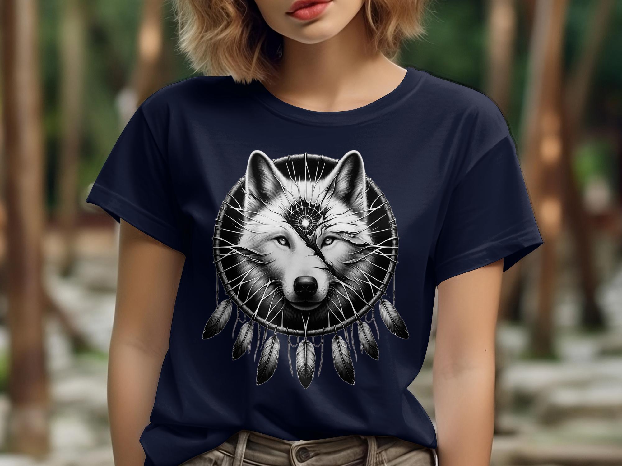 Dreamcatcher Wolf - Coloured Gildan T-Shirt Realistic Native American Talisman Unisex Mythology Tee Graphic Design