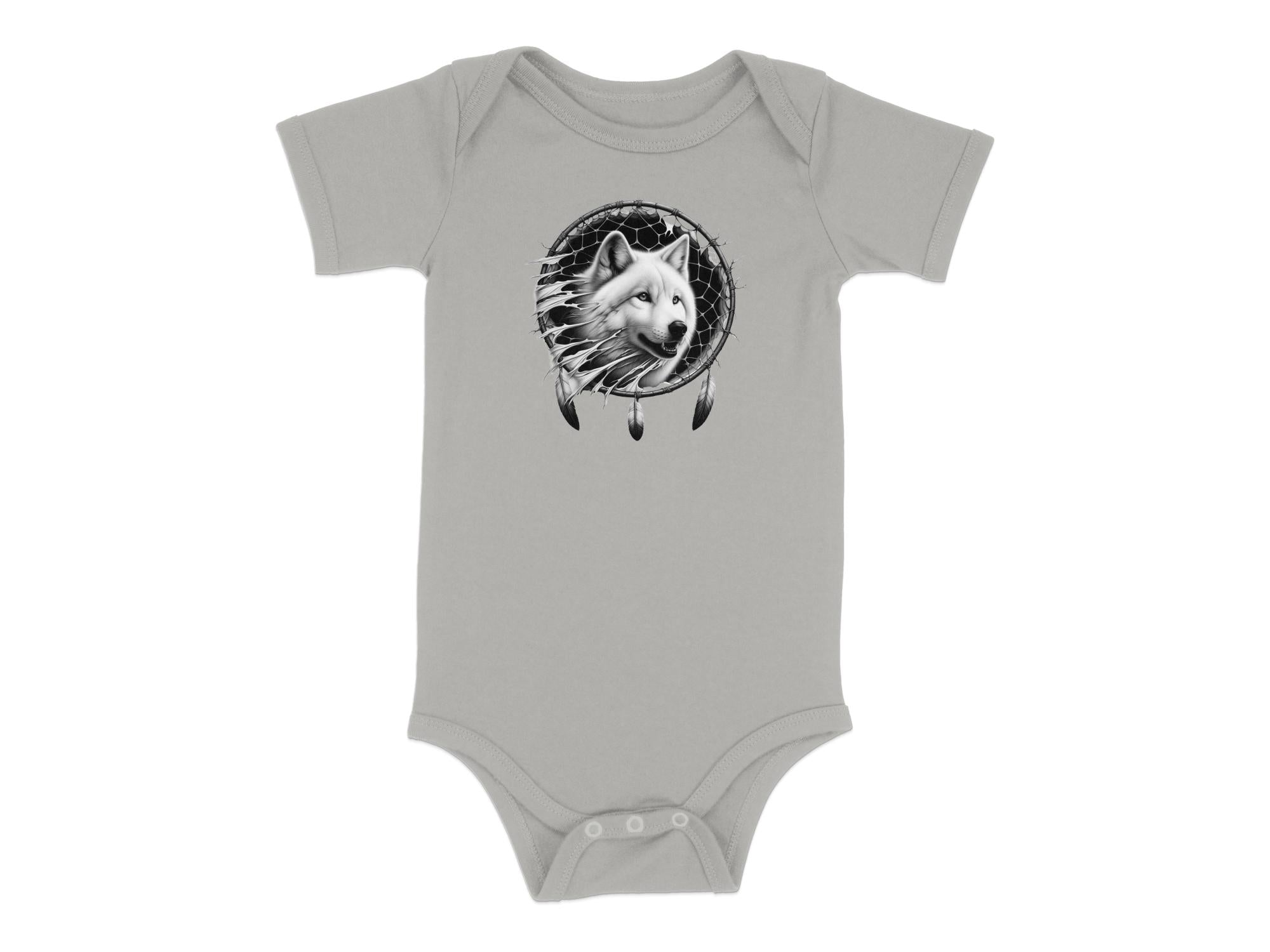 Dreamcatcher Wolf - Coloured Toddler Bodysuit Realistic Native American Talisman Unisex Mythology Tee Graphic Design