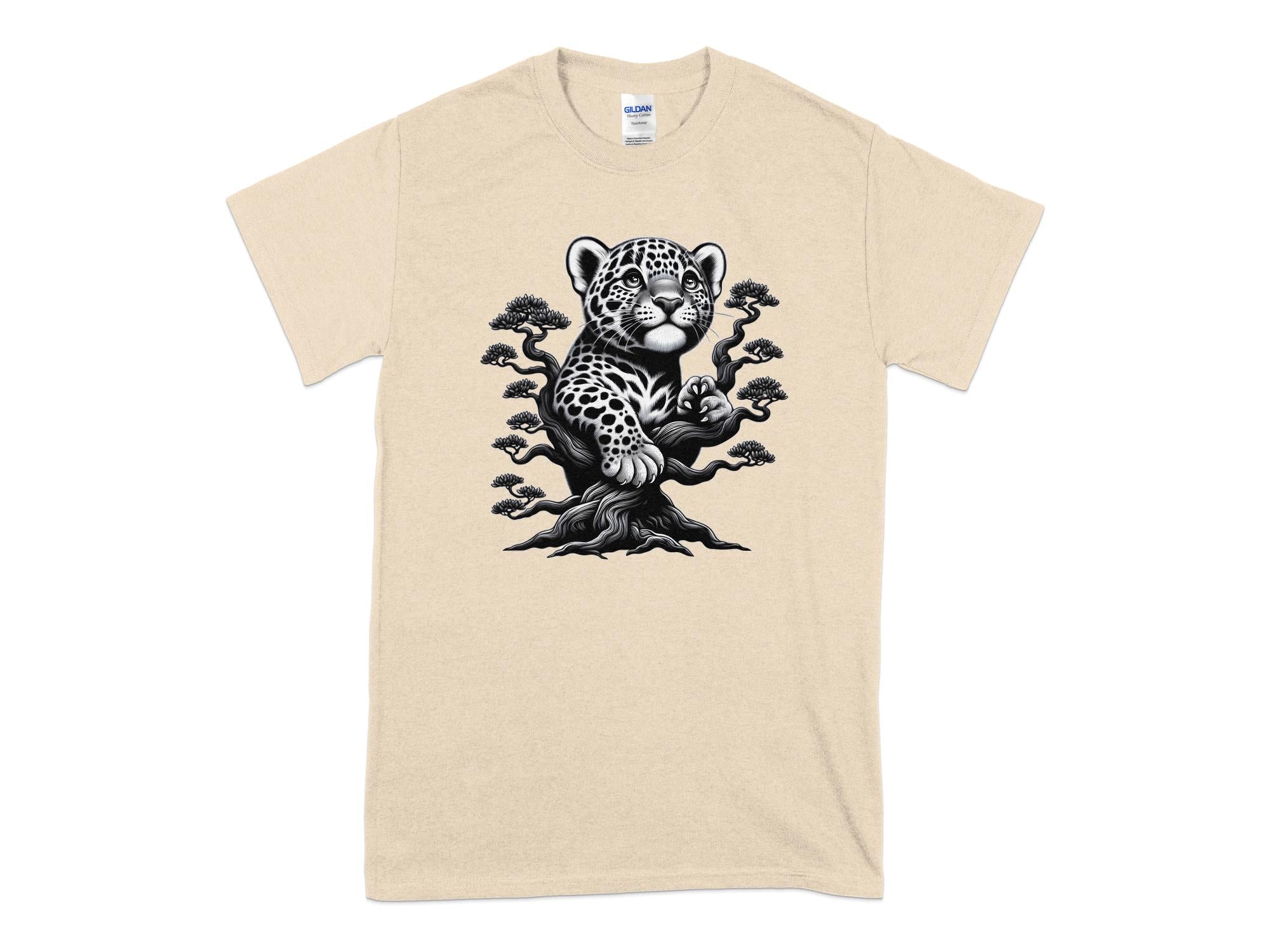 Leopard Bonsai - Coloured Gildan T-Shirt Realistic Animal Talisman Unisex Cute Tee Graphic Design