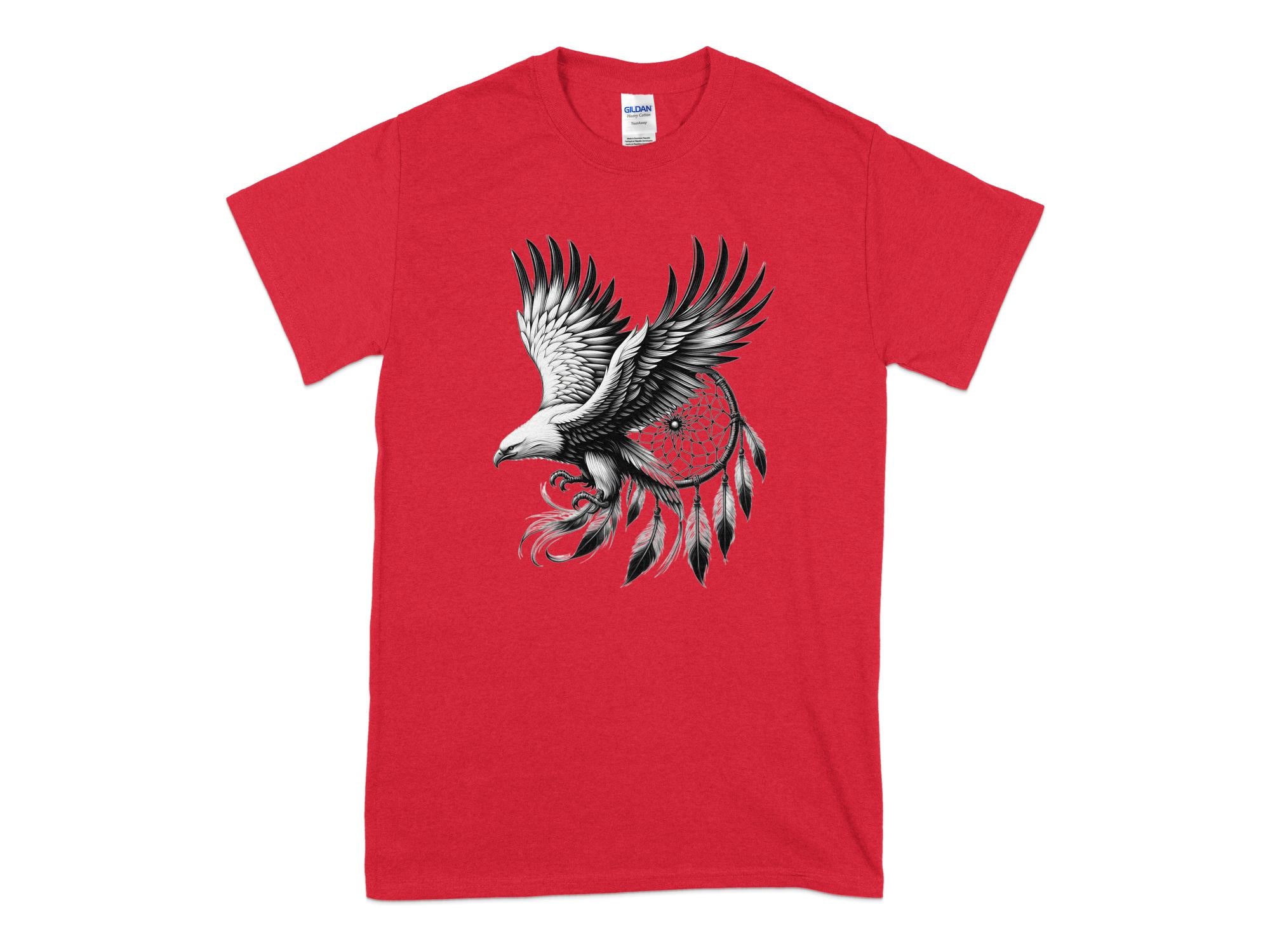 Dreamcatcher Eagle - Coloured Gildan T-Shirt Realistic Native American Talisman Unisex Mythology Tee Graphic Design