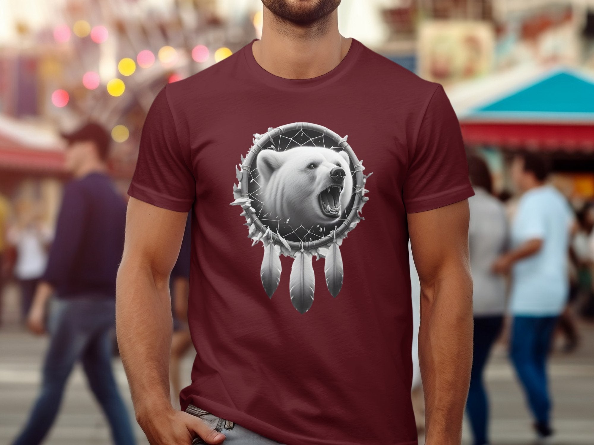 Dreamcatcher Bear - Coloured Gildan T-Shirt Realistic Native American Talisman Unisex Mythology Tee Graphic Design