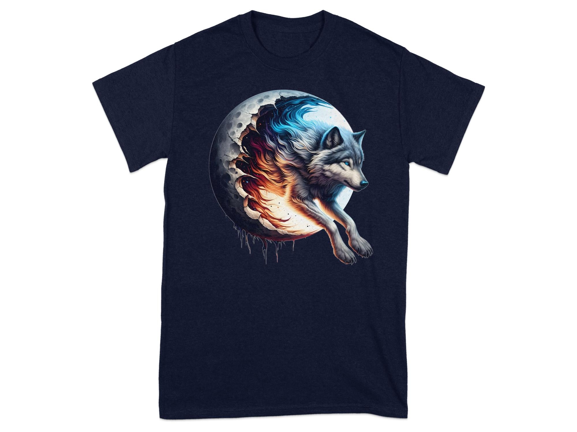 Moon Wolf - T-Shirt Realistic Full Colour Animal Talisman Unisex Mythology Tee Gildan Graphic Design