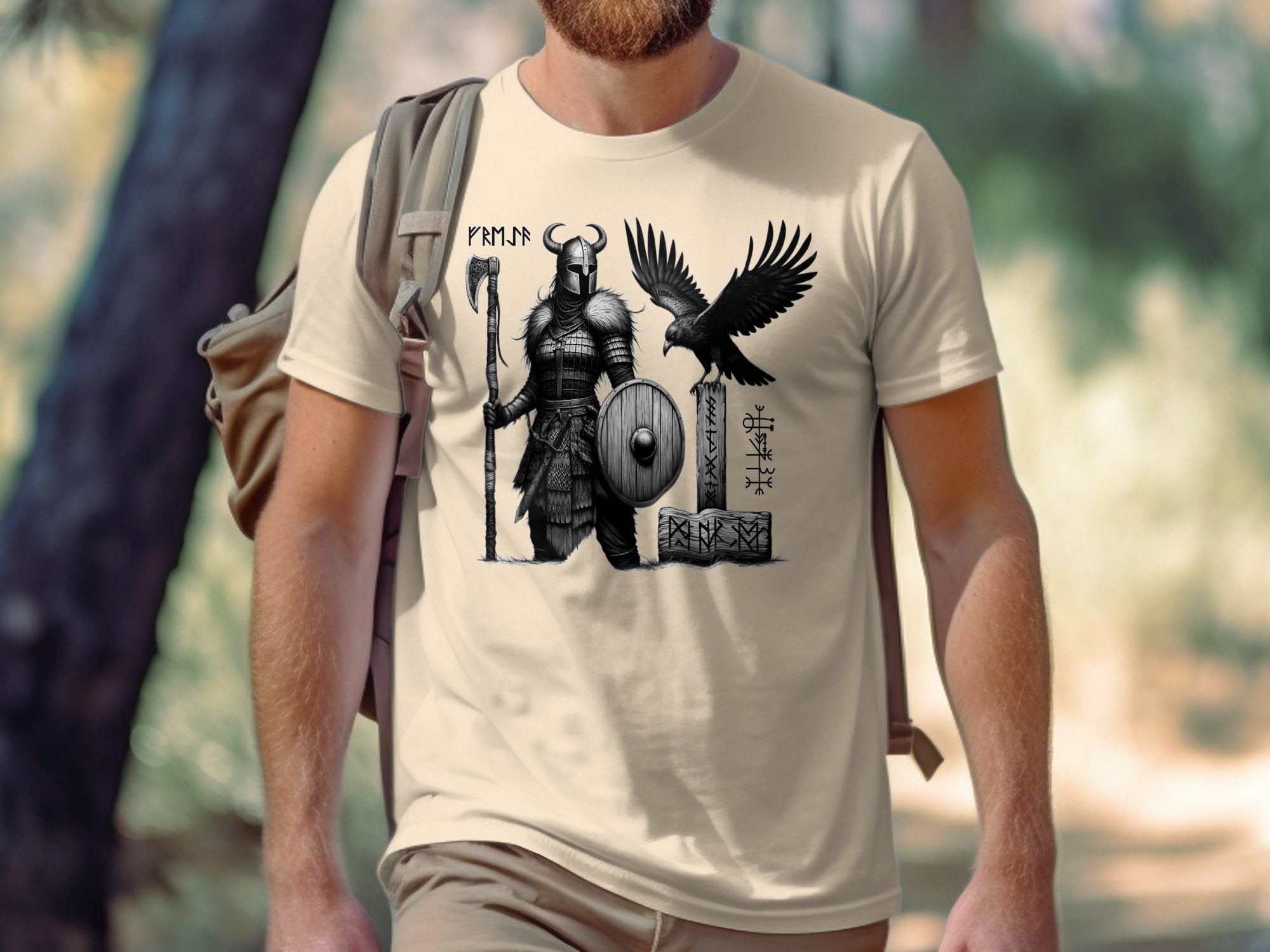 Viking Shield Maiden - Coloured Gildan T Shirt Realistic Norse Talisman Men Women Unisex Valhalla Tee Graphic Design