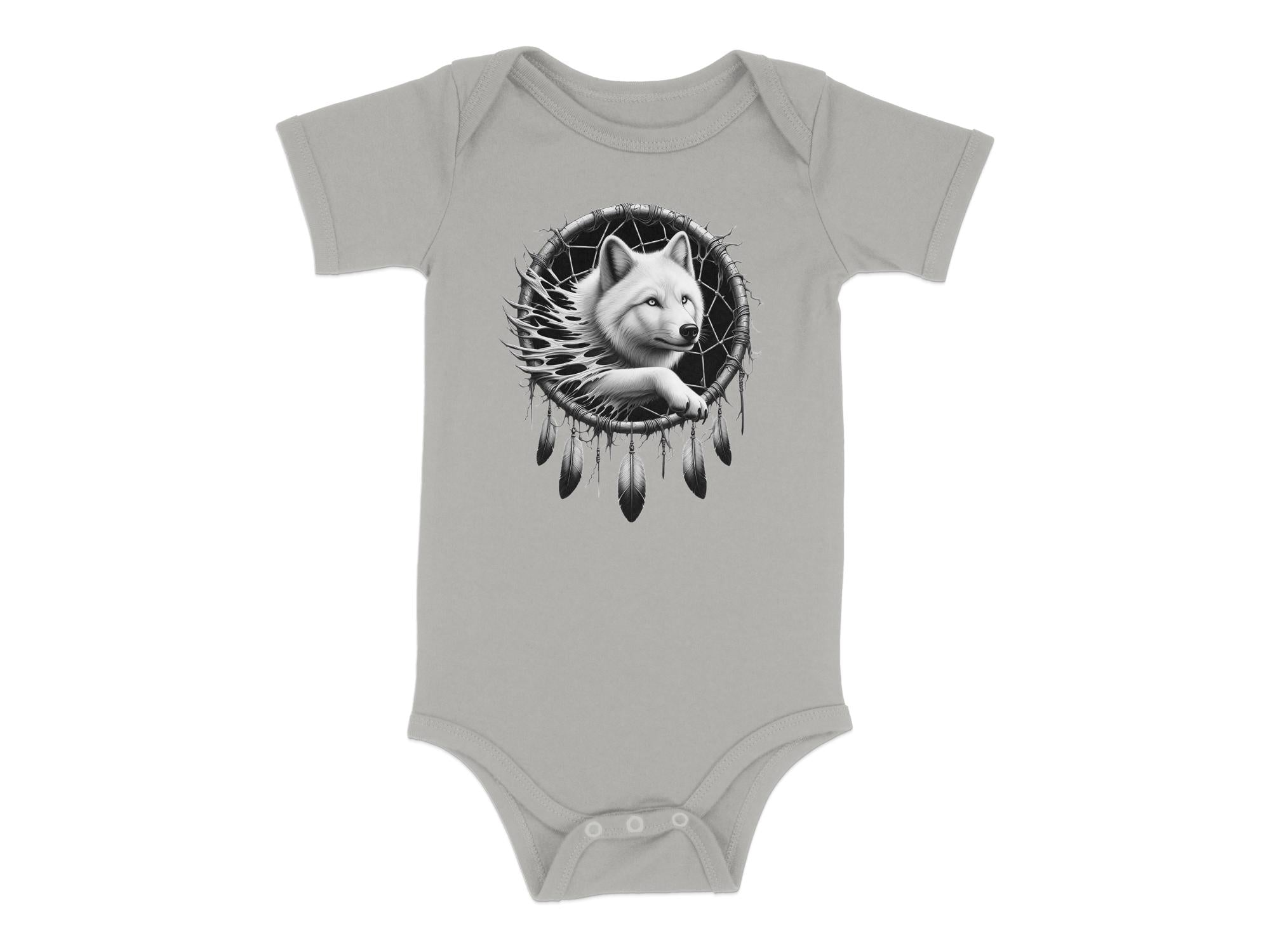 Dreamcatcher Wolf - Coloured Toddler Bodysuit Realistic Native American Talisman Unisex Mythology Tee Graphic Design