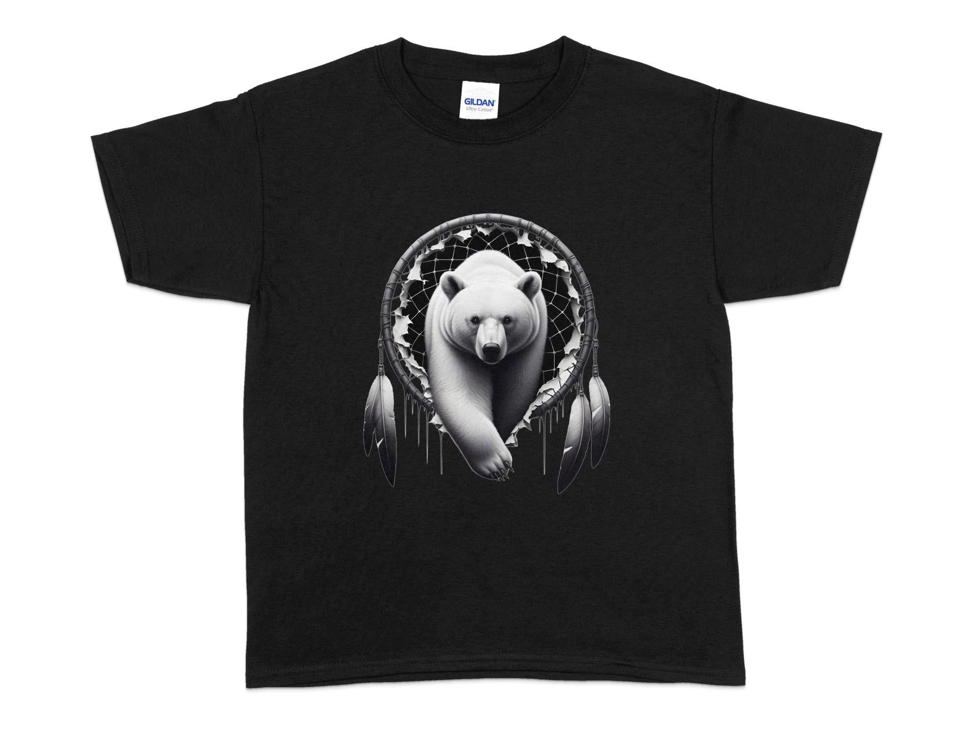 Dreamcatcher Bear - Coloured Gildan Kids T Shirt Realistic Native American Talisman Unisex Mythology Tee Graphic Design