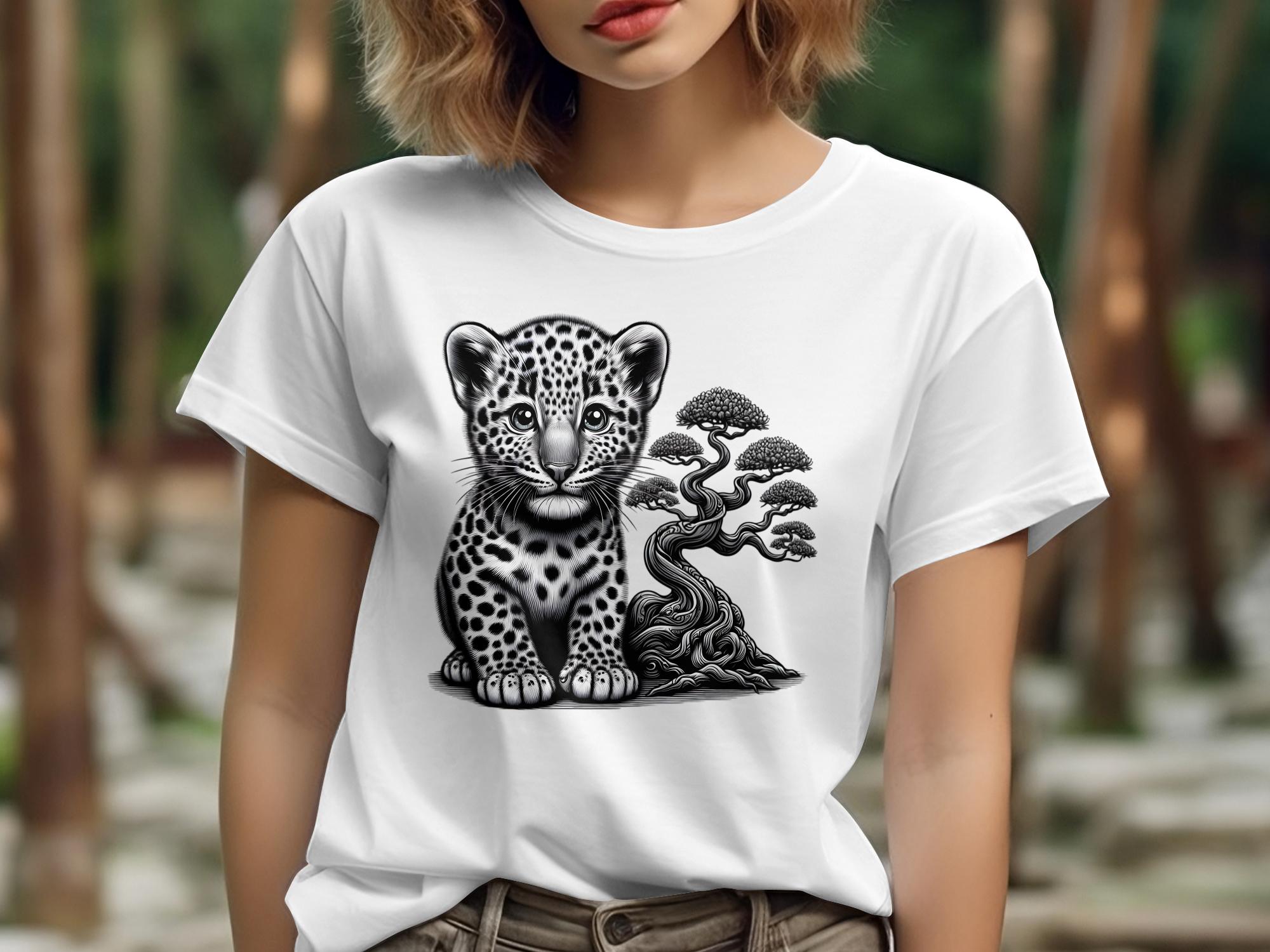 Leopard Bonsai - Coloured Gildan T-Shirt Realistic Animal Talisman Unisex Cute Tee Graphic Design