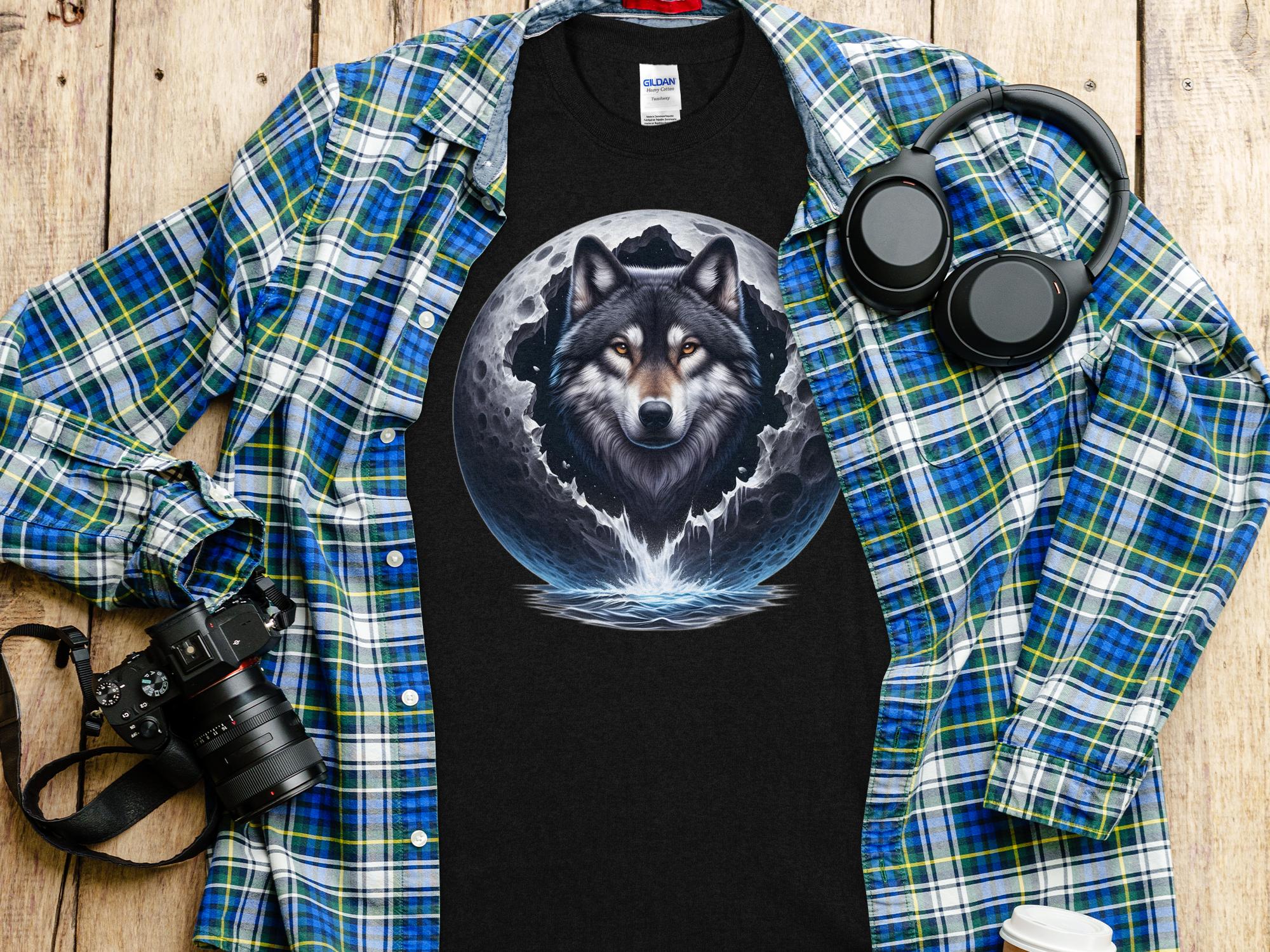 Moon Wolf - T-Shirt Realistic Full Colour Animal Talisman Unisex Mythology Tee Gildan Graphic Design