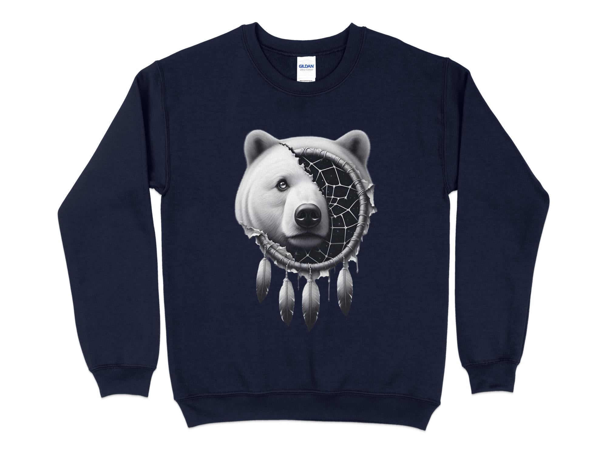 Dreamcatcher Bear - Coloured Gildan Sweatshirt Realistic Native American Talisman Unisex Mythology Tee Graphic Design