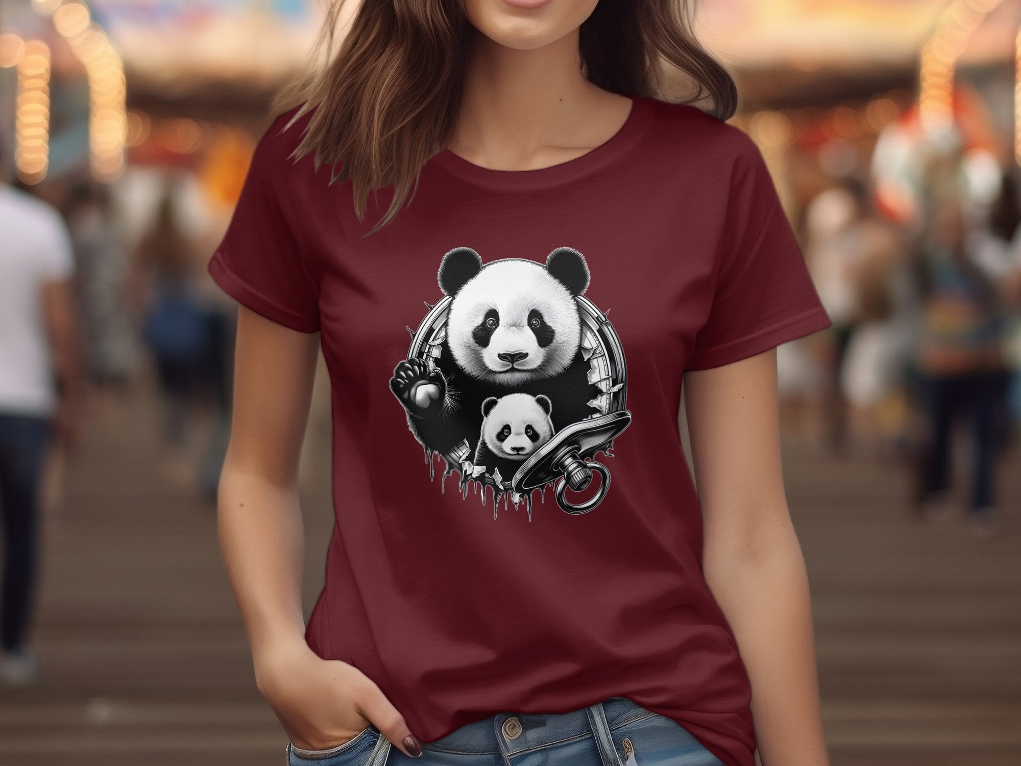 Panda - Coloured Gildan T-Shirt Realistic Animal Talisman Unisex Cute Tee Graphic Design