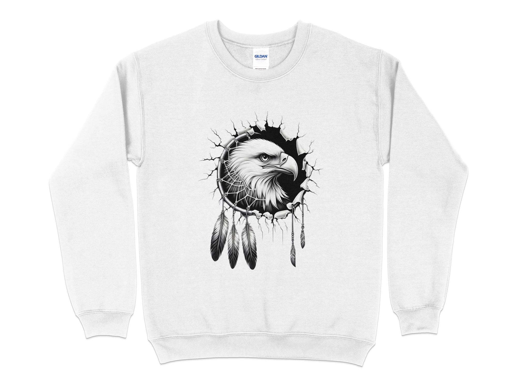 Dreamcatcher Eagle - Coloured Gildan Sweatshirt Realistic Native American Talisman Unisex Mythology Tee Graphic Design