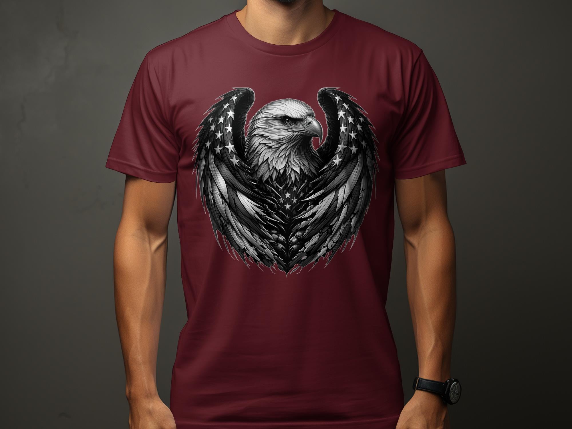 Eagle Patriot - Coloured Gildan T-Shirt Realistic Animal Talisman Unisex Tee Graphic Design