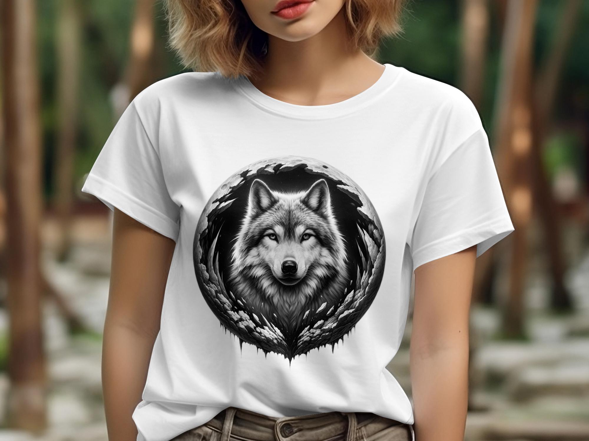 Moon Wolf - Coloured Gildan T-Shirt Realistic Animal Talisman Unisex Mythology Tee Graphic Design