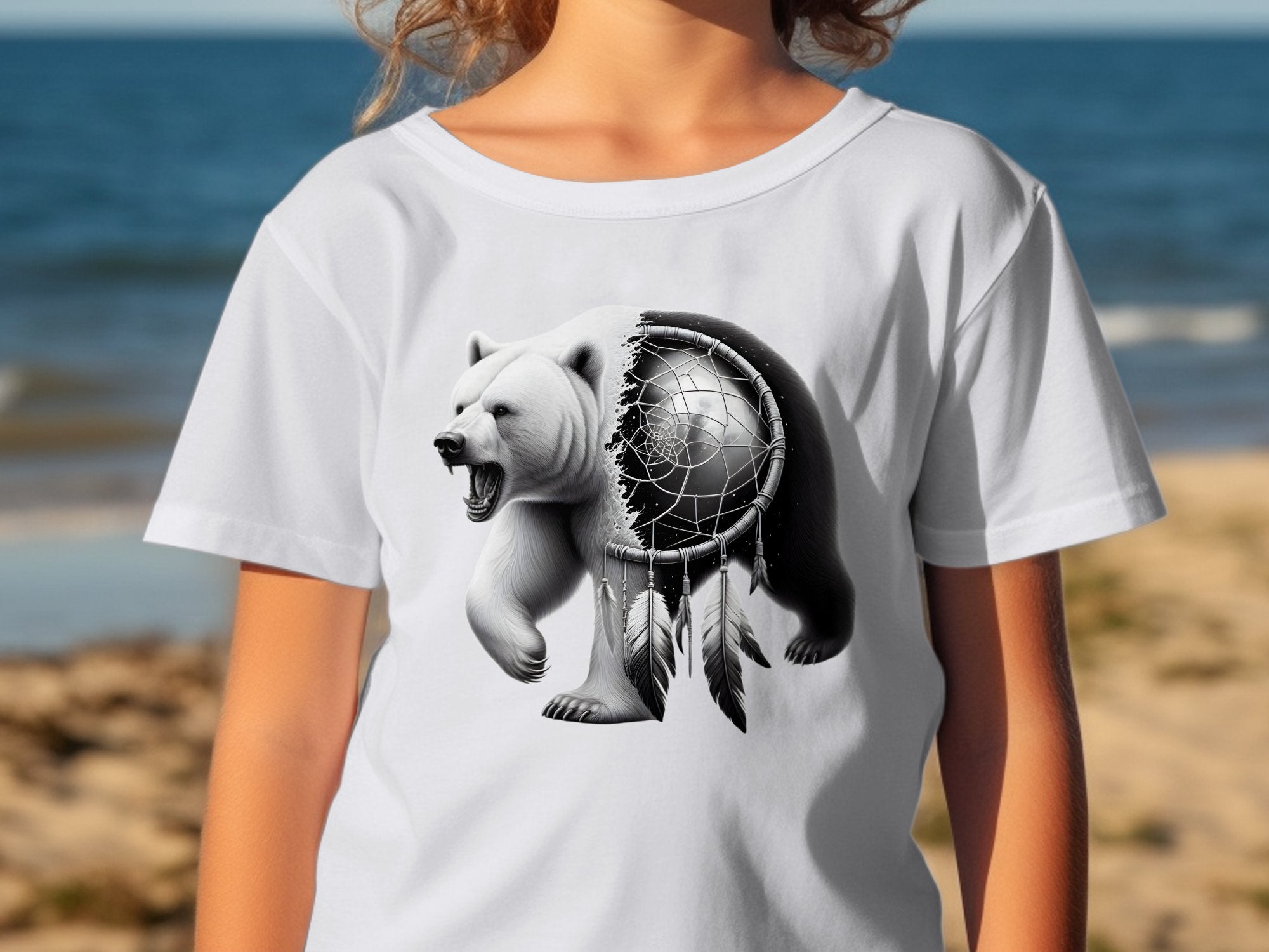 Dreamcatcher Bear - Coloured Gildan Kids T Shirt Realistic Native American Talisman Unisex Mythology Tee Graphic Design