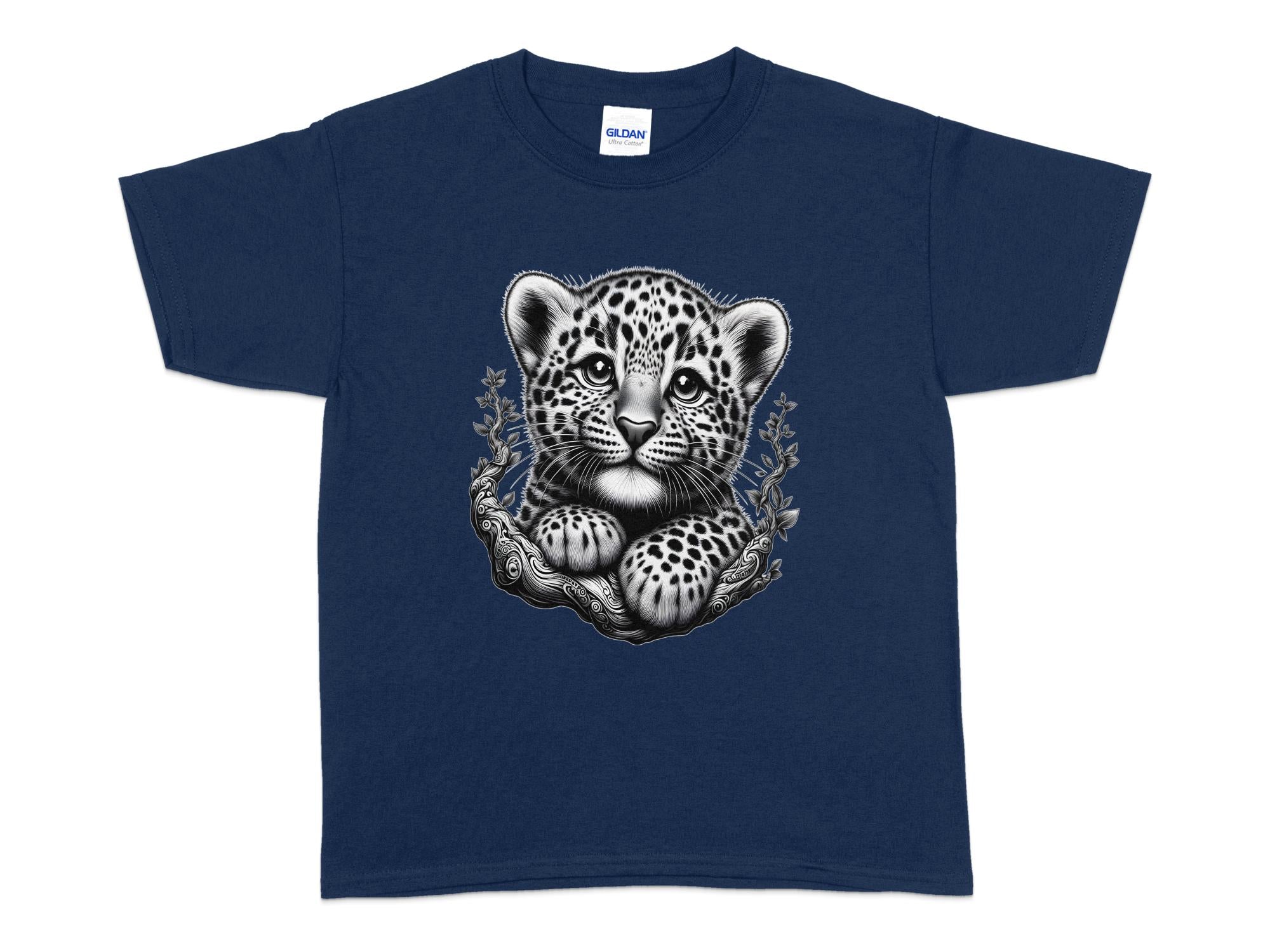 Leopard Bonsai - Coloured Gildan Kids T-Shirt Realistic Animal Talisman Unisex Cute Tee Graphic Design