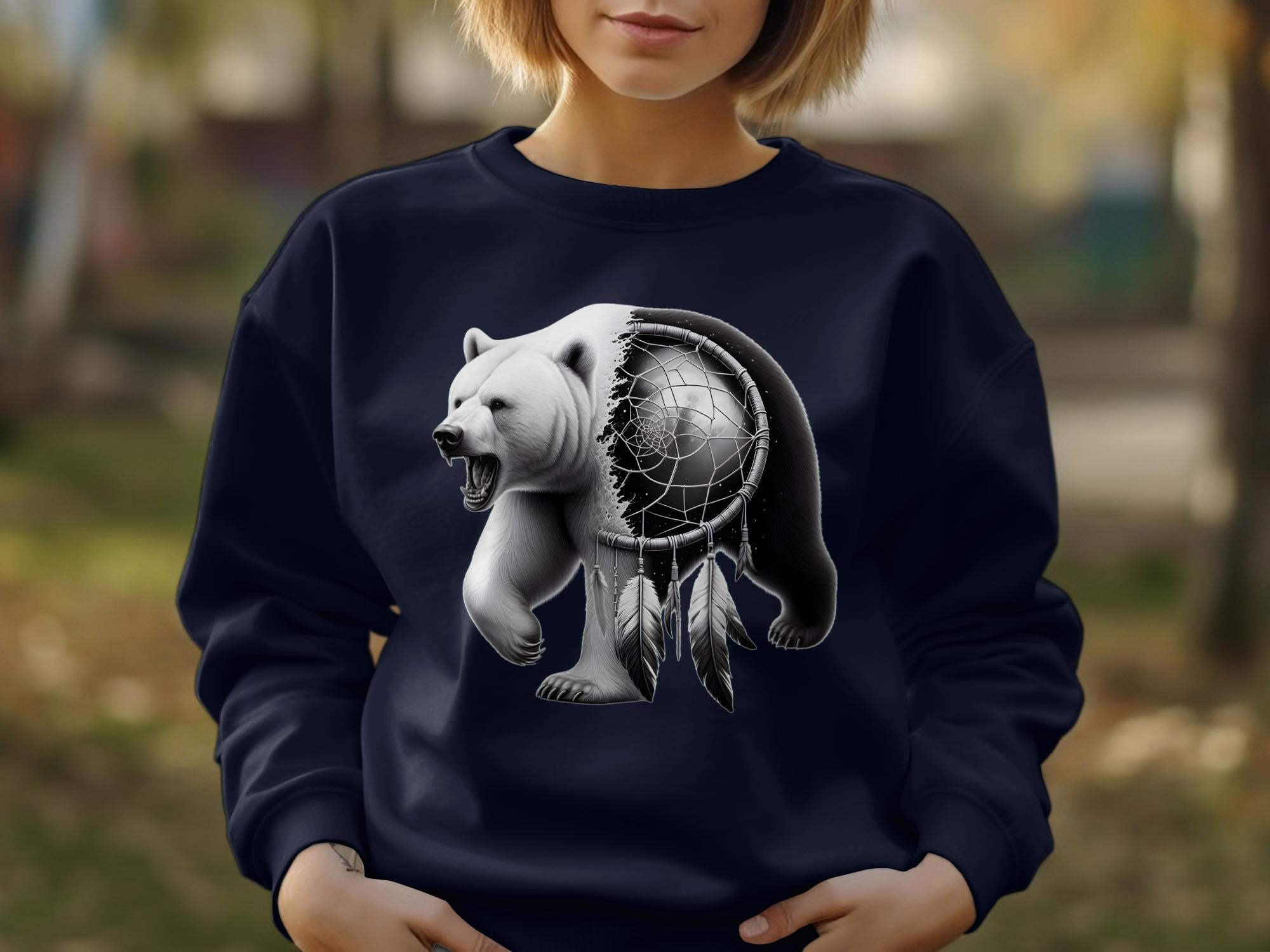 Dreamcatcher Bear - Coloured Gildan Sweatshirt Realistic Native American Talisman Unisex Mythology Tee Graphic Design