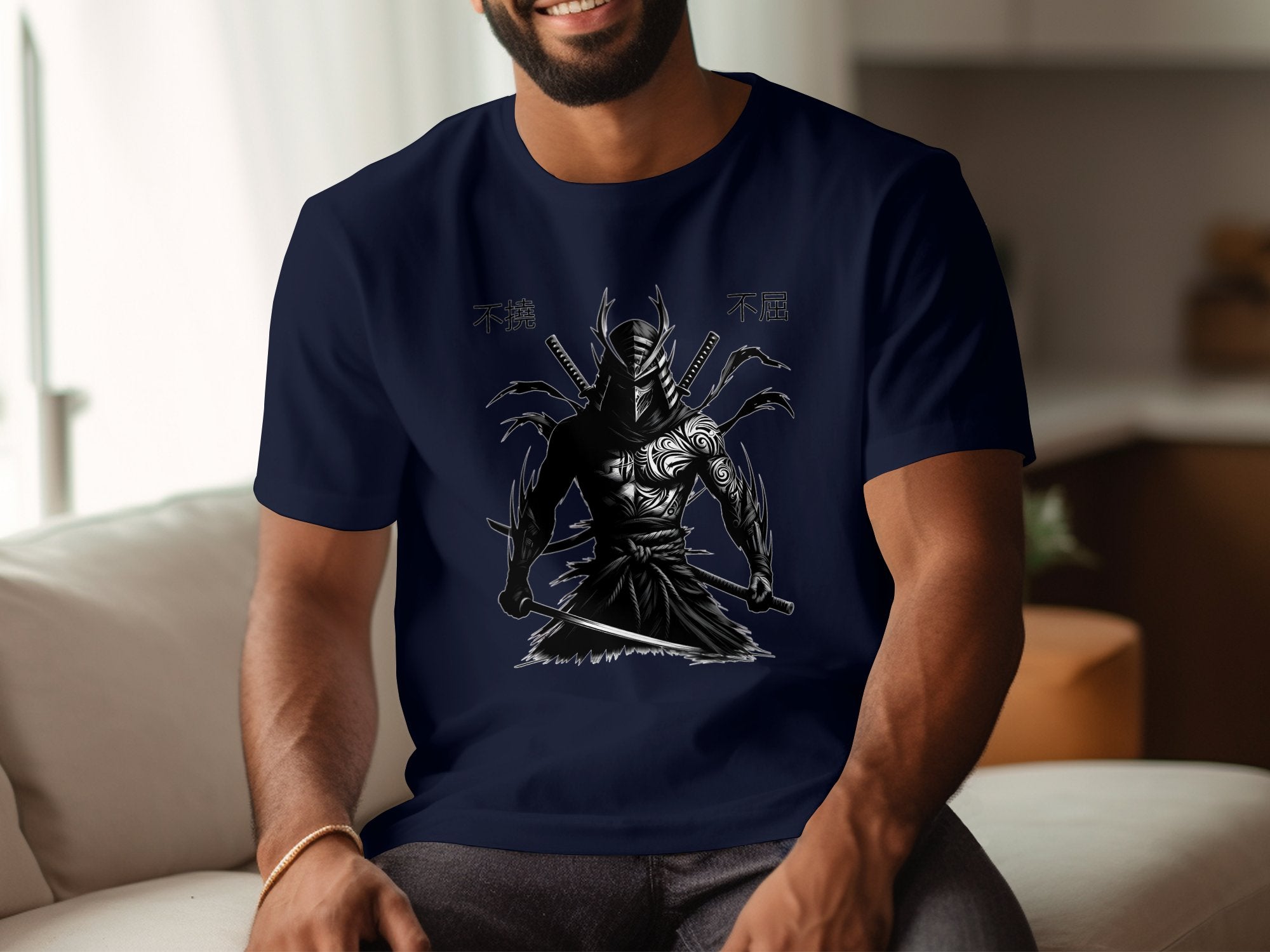 Samurai Ninja - Coloured Gildan T-Shirt Japanese Talisman Unisex Cultural Symbolic Graphic Design