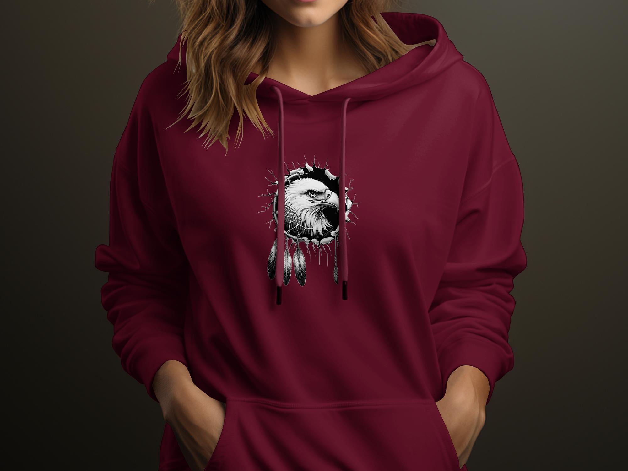 Dreamcatcher Eagle - Coloured Gildan Hoodie Realistic Native American Talisman Unisex Mythology Tee Graphic Design