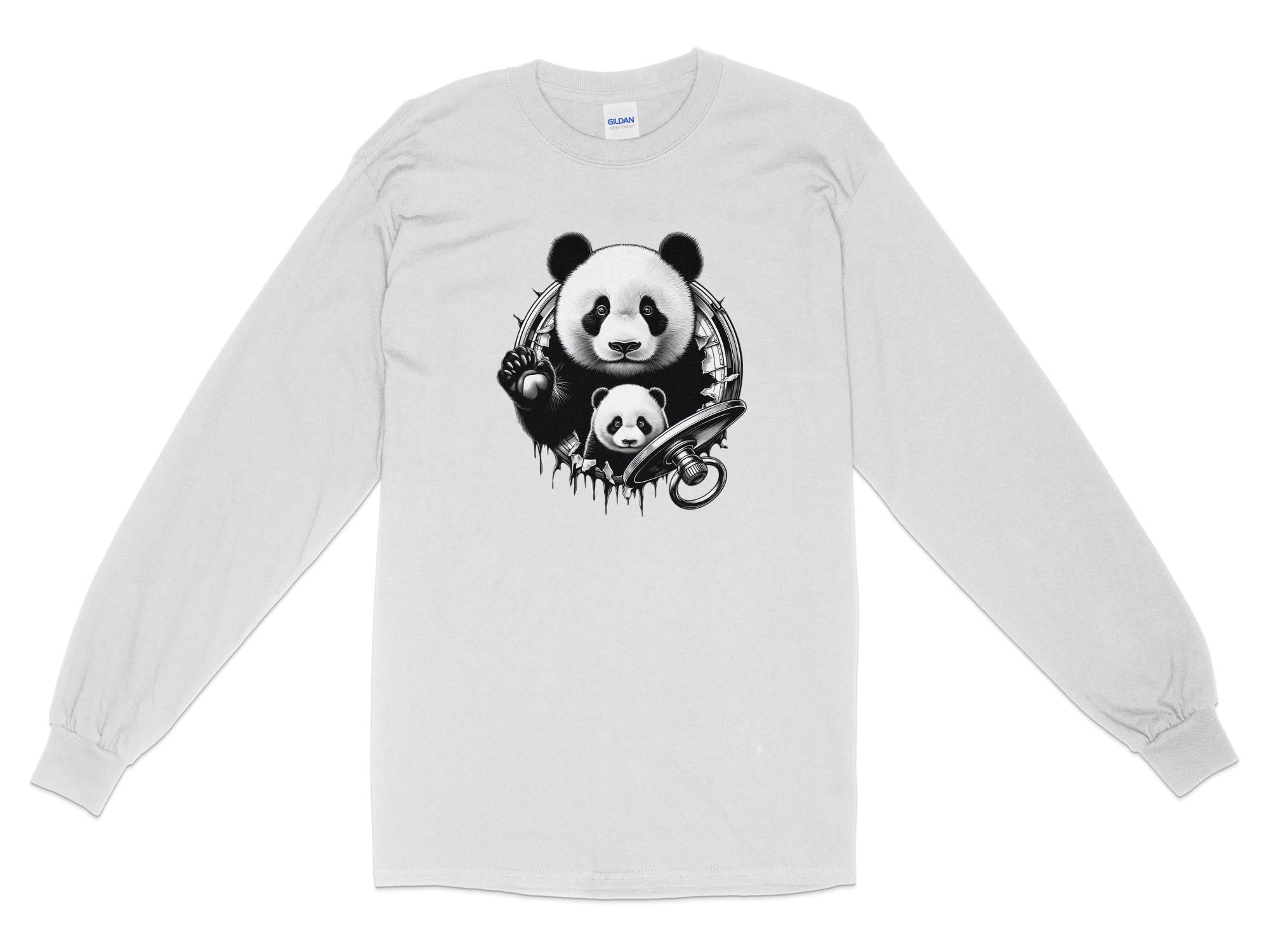 Panda - Coloured Gildan Long Sleeve Realistic Animal Talisman Unisex Cute Tee Graphic Design