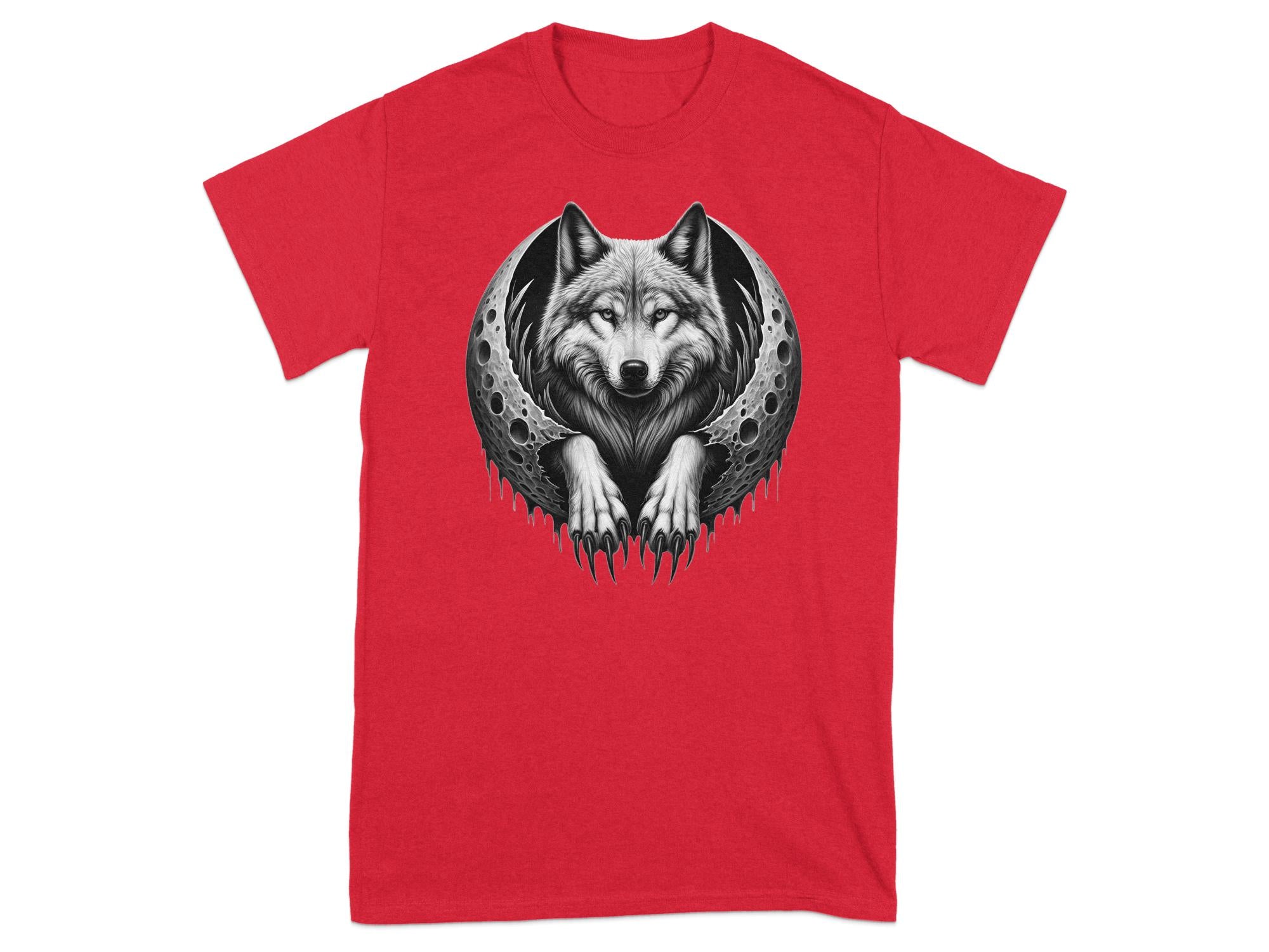 Moon Wolf - Coloured Gildan T-Shirt Realistic Animal Talisman Unisex Mythology Tee Graphic Design