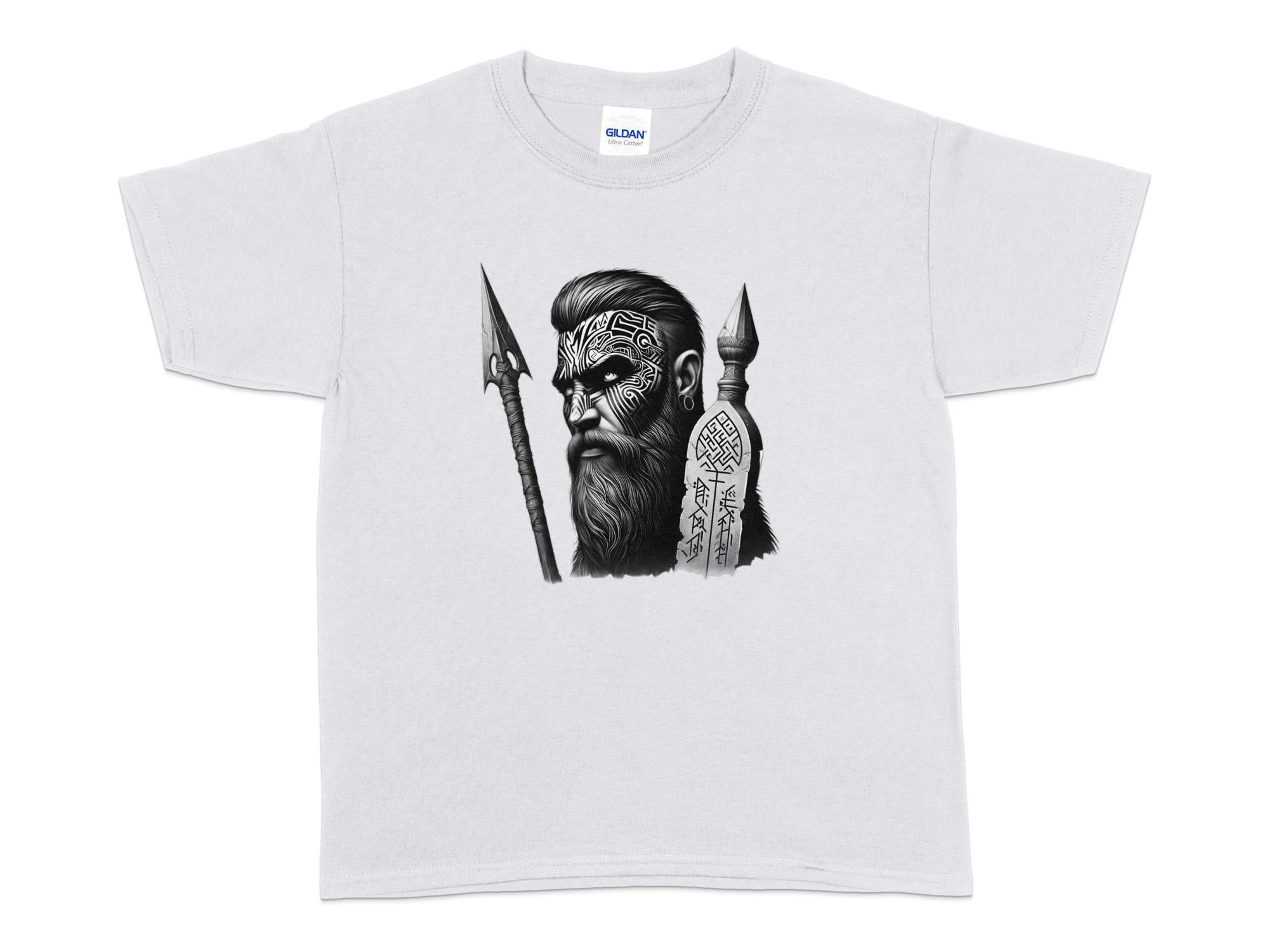 Viking Tenacity - Coloured Gildan Kids T-Shirt Realistic Norse Talisman Unisex Valhalla Tee Graphic Design