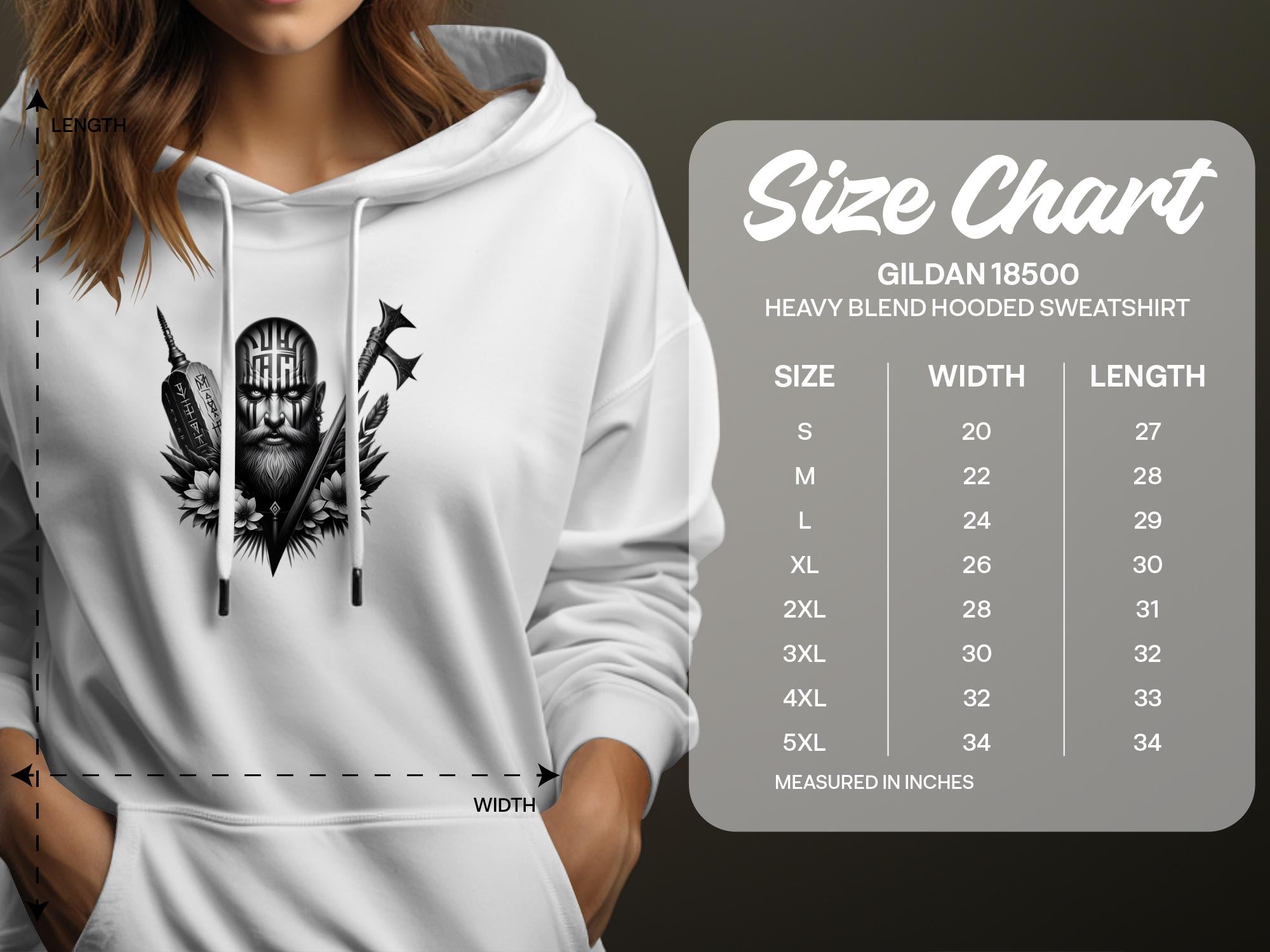 Viking Vigor - Coloured Gildan Hoodie Realistic Norse Talisman Men Women Unisex Valhalla Tee Graphic Design