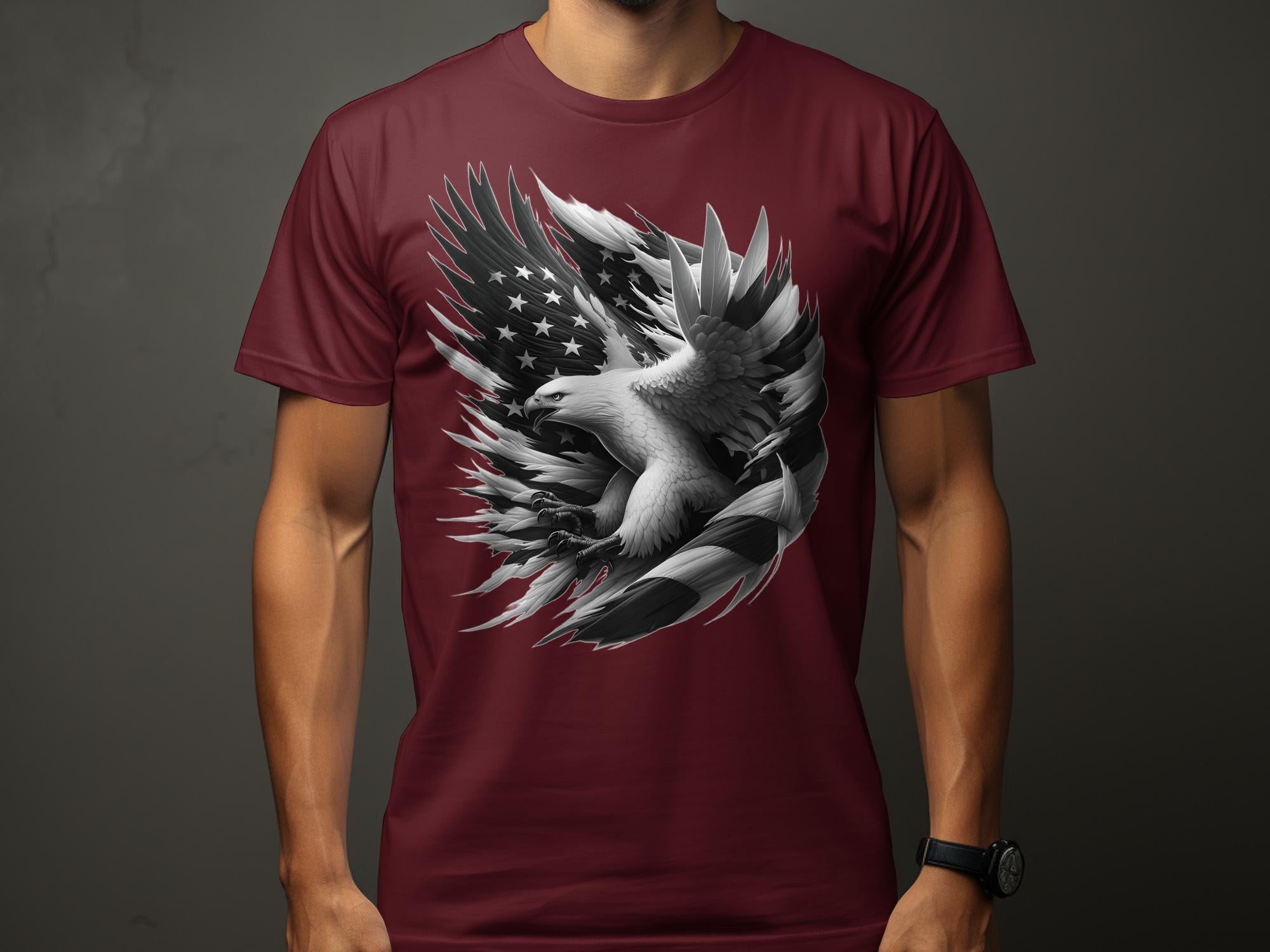 Eagle Patriot - Coloured Gildan T-Shirt Realistic Animal Talisman Unisex Tee Graphic Design