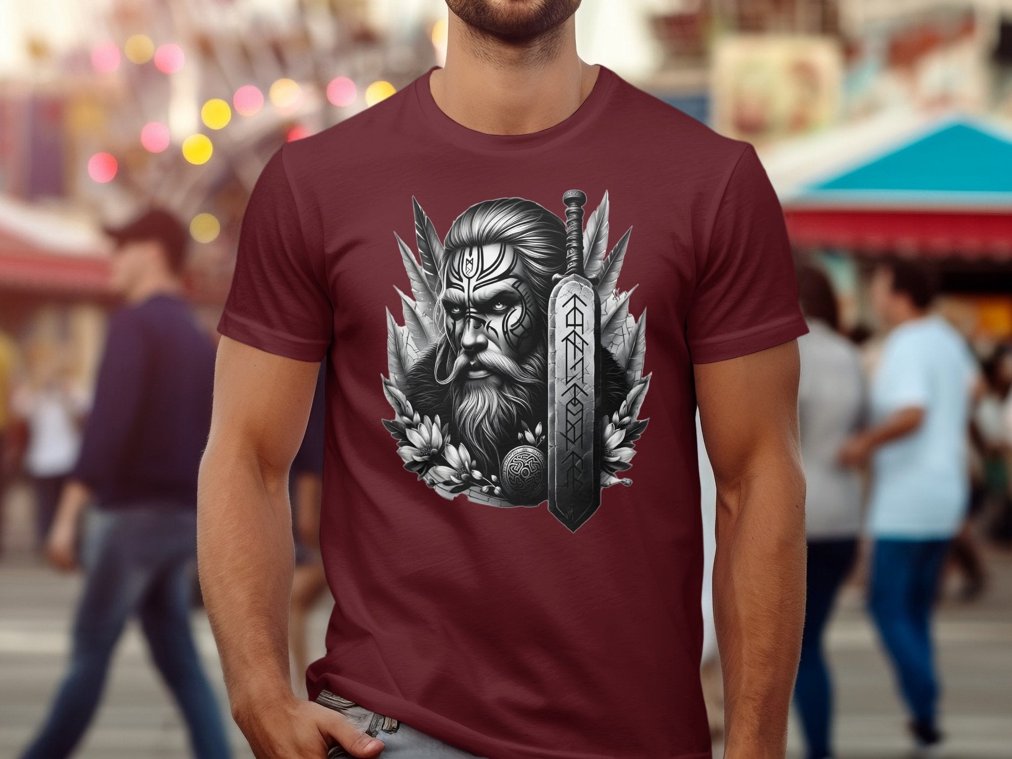 Viking Valiant - Coloured Gildan T Shirt Realistic Norse Talisman Men Women Unisex Valhalla Tee Graphic Design