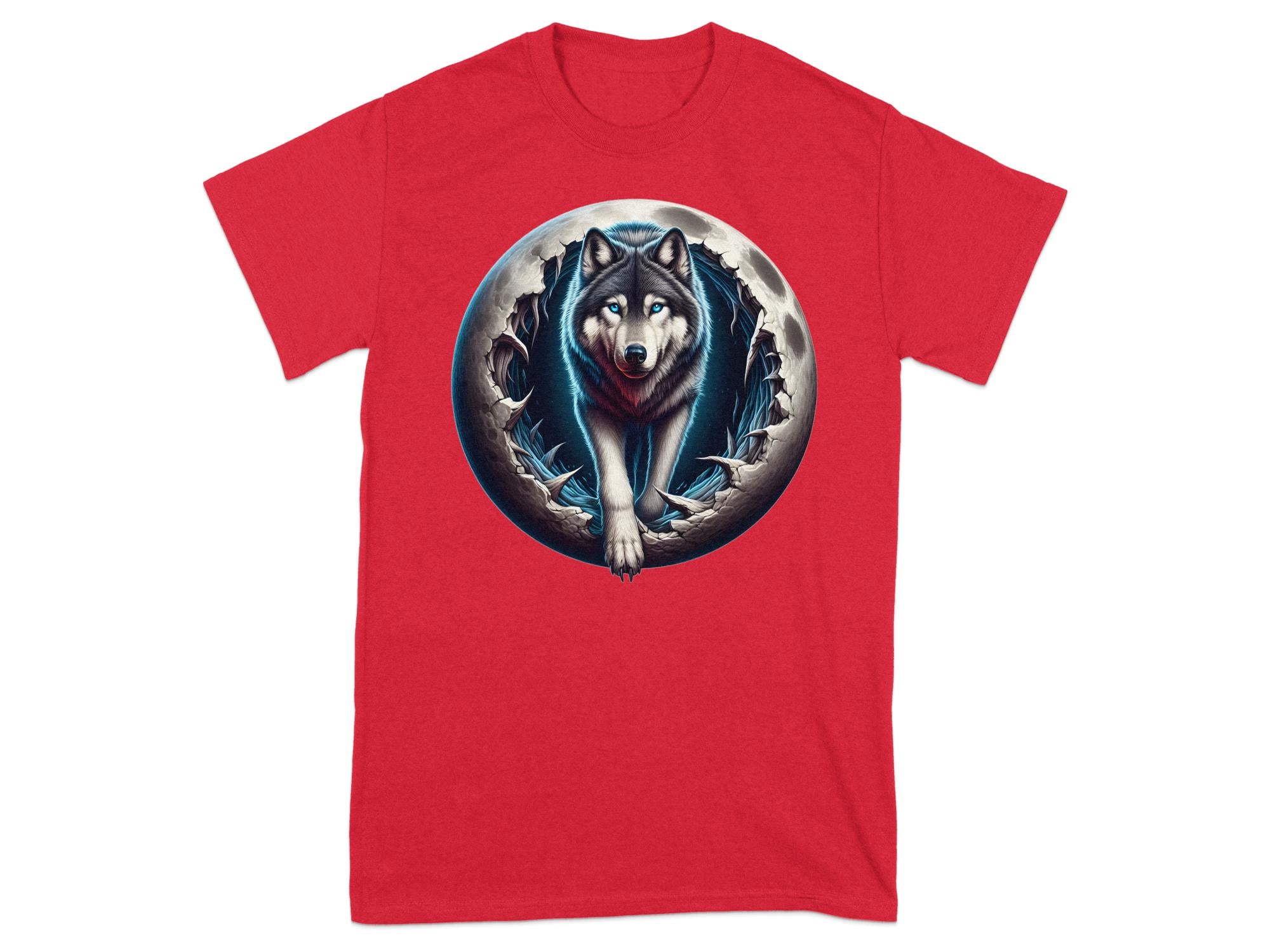 Moon Wolf - T-Shirt Realistic Full Colour Animal Talisman Unisex Mythology Tee Gildan Graphic Design