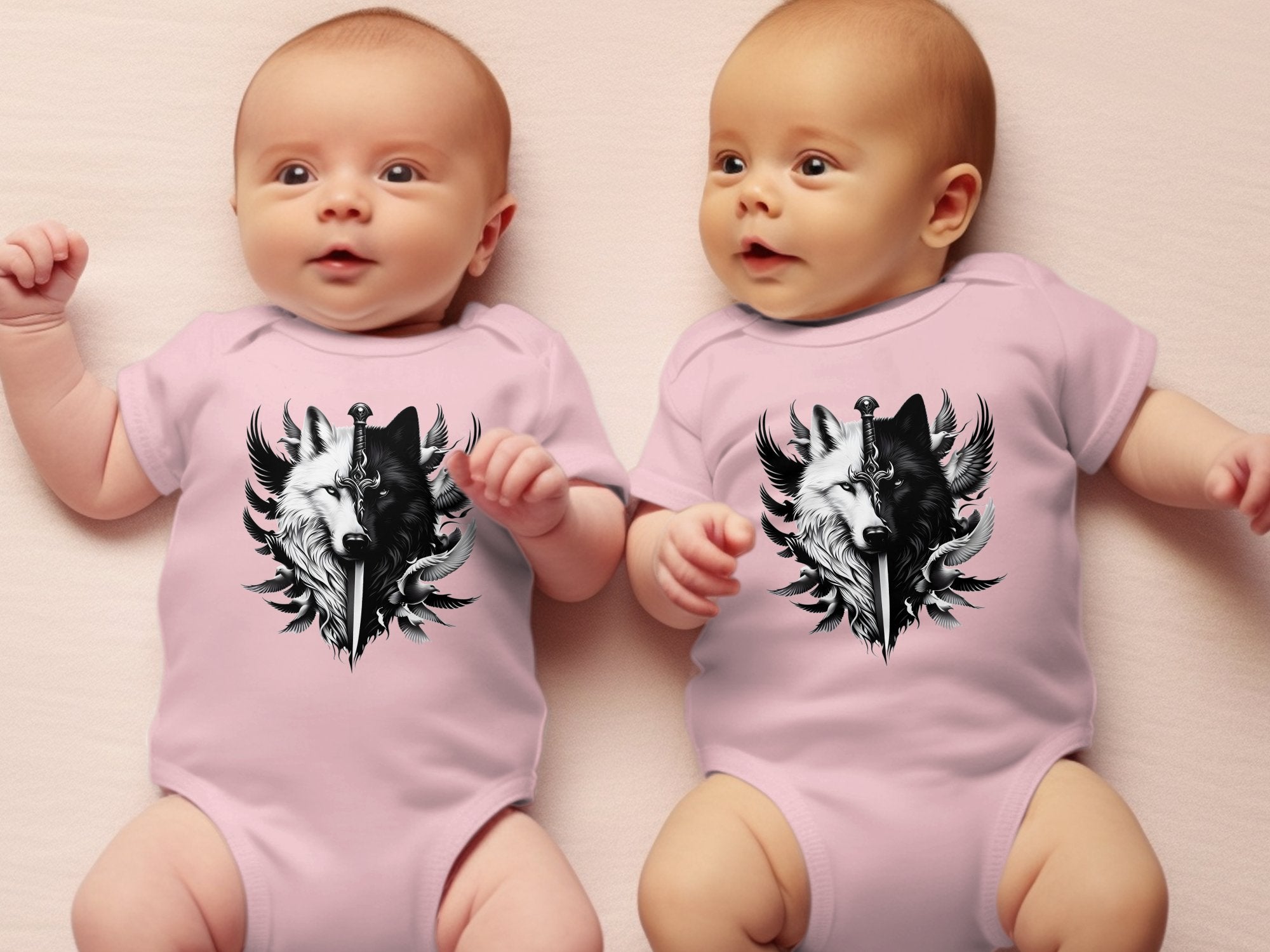 Wolf x Doves - Coloured Toddler Bodysuit Realistic Animal Talisman Unisex Tee Graphic Design