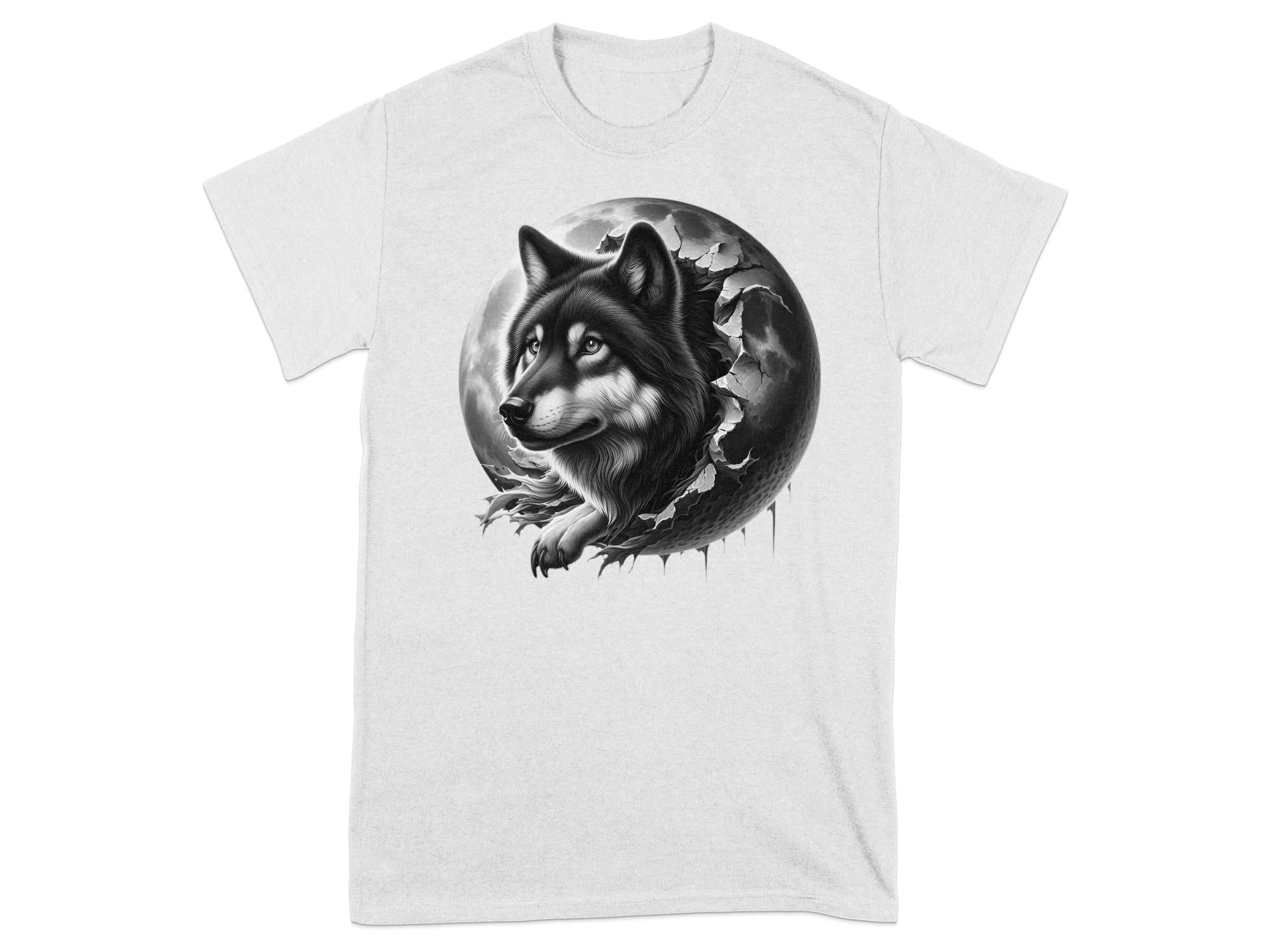 Moon Wolf - Coloured Gildan T-Shirt Realistic Animal Talisman Unisex Mythology Tee Graphic Design