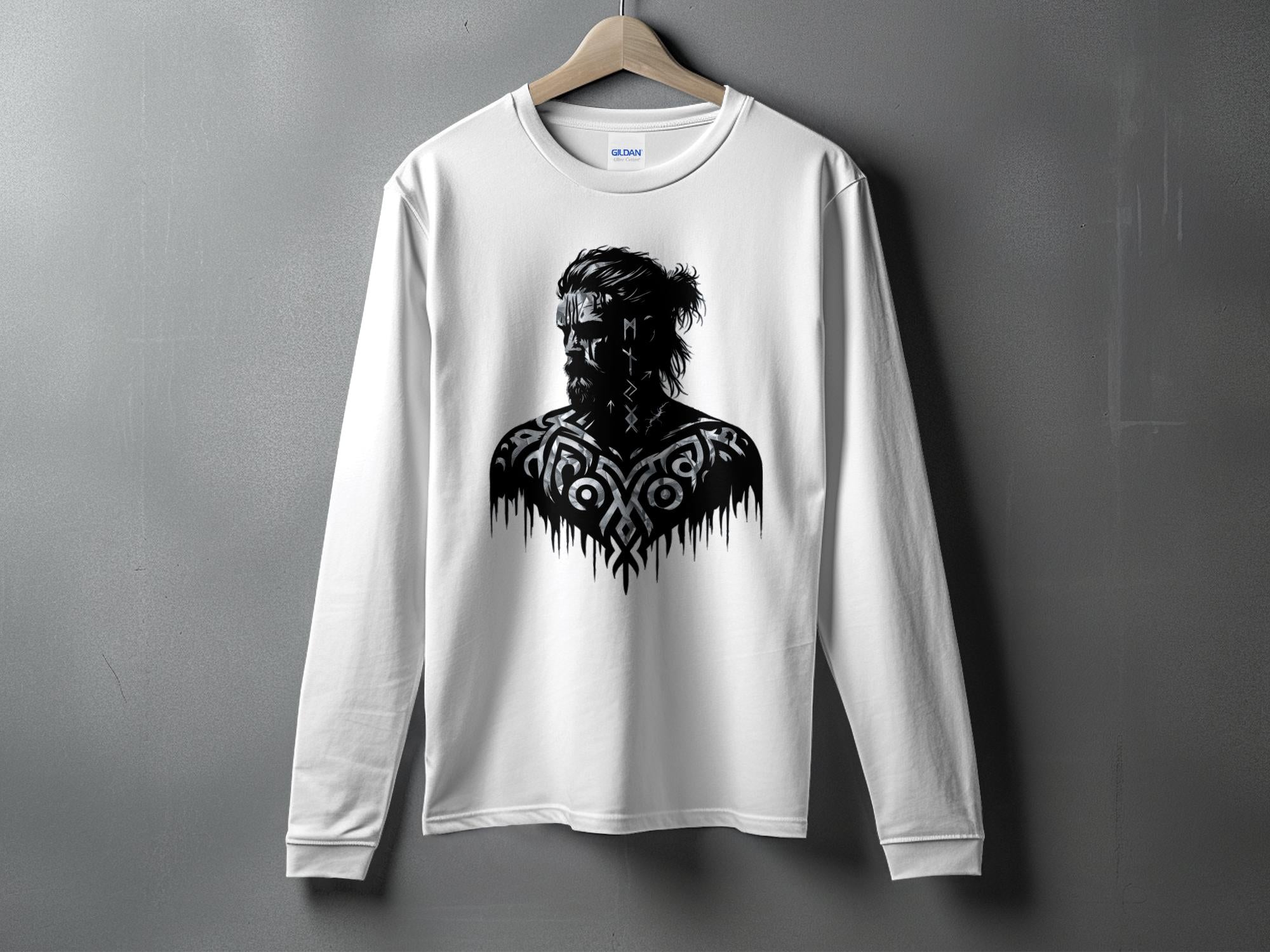 Viking Reflection - Coloured Gildan Long Sleeve  Norse Talisman Men Women Unisex Valhalla Tee