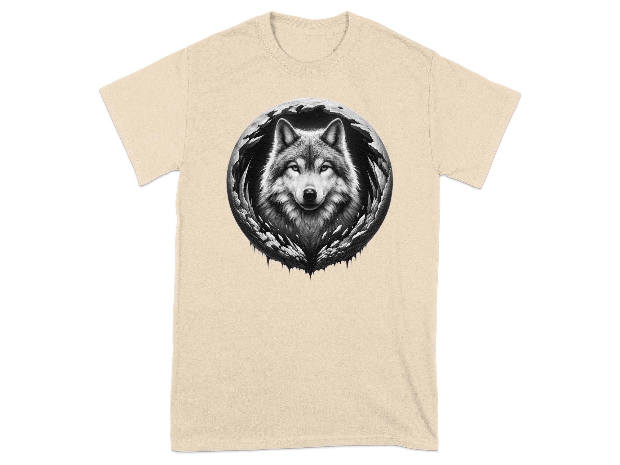 Moon Wolf - Coloured Gildan T-Shirt Realistic Animal Talisman Unisex Mythology Tee Graphic Design