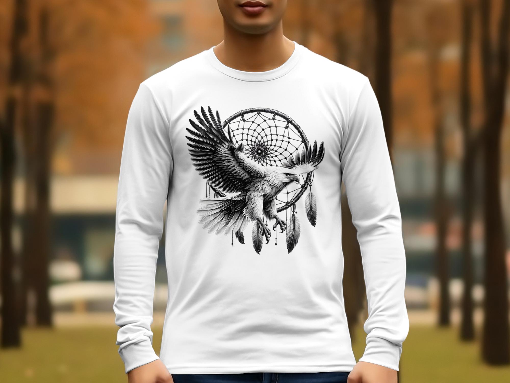 Dreamcatcher Eagle - Coloured Gildan Long Sleeve Realistic Native American Talisman Unisex Mythology Tee Graphic Design