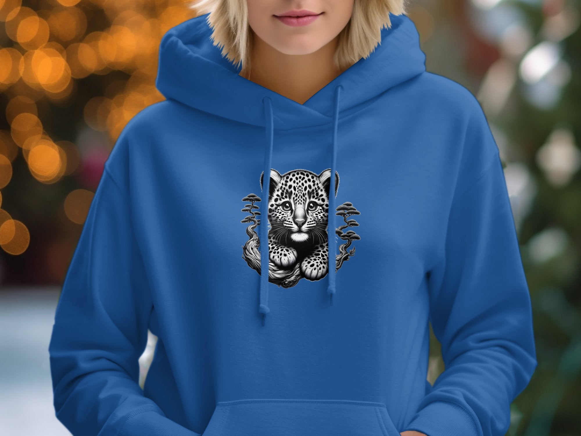 Leopard Bonsai - Coloured Gildan Hoodie Realistic Animal Talisman Unisex Cute Tee Graphic Design