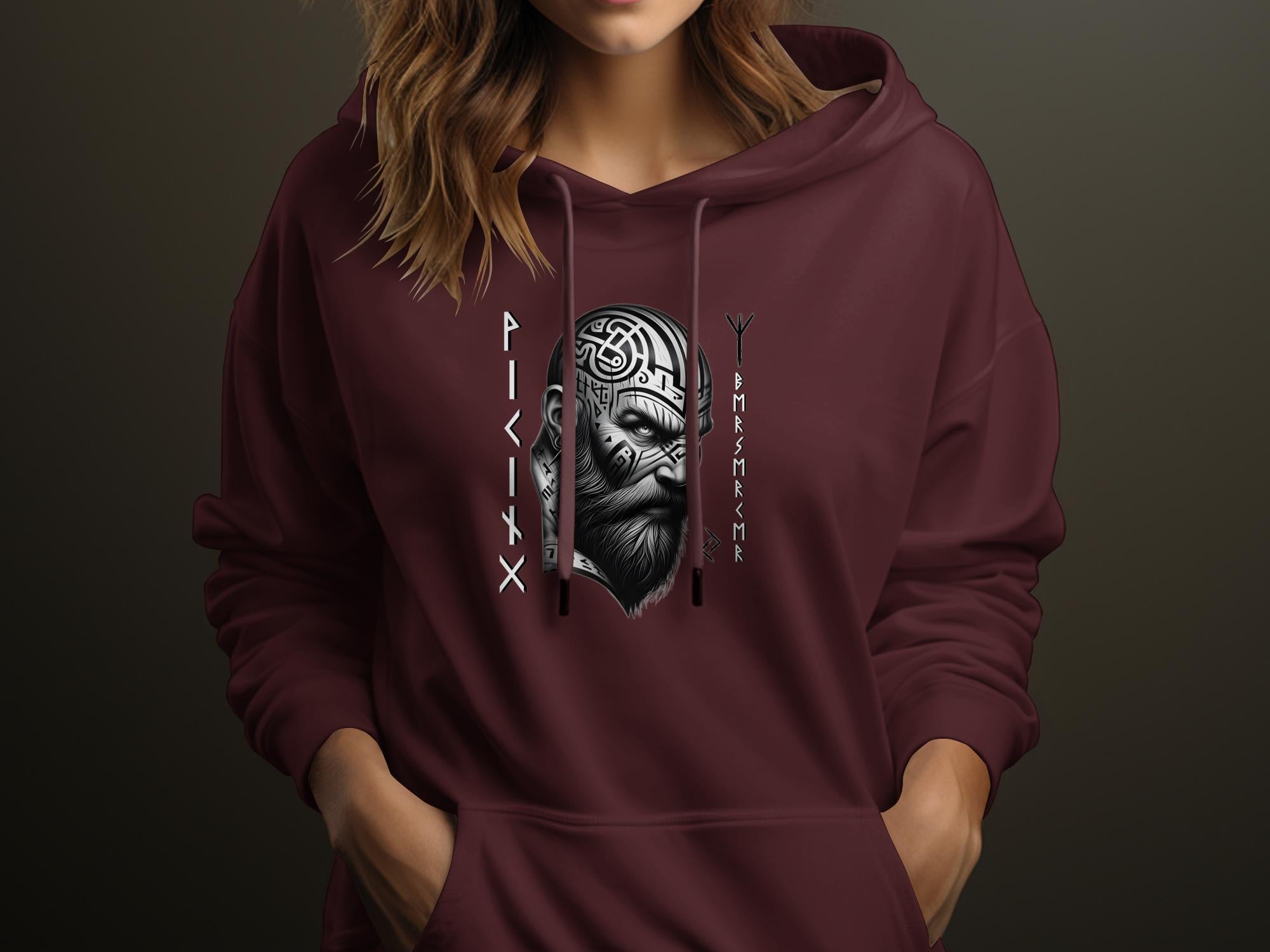 Viking Focus - Coloured Gildan Hoodie Realistic Norse Talisman Men Women Unisex Valhalla Tee Graphic Design