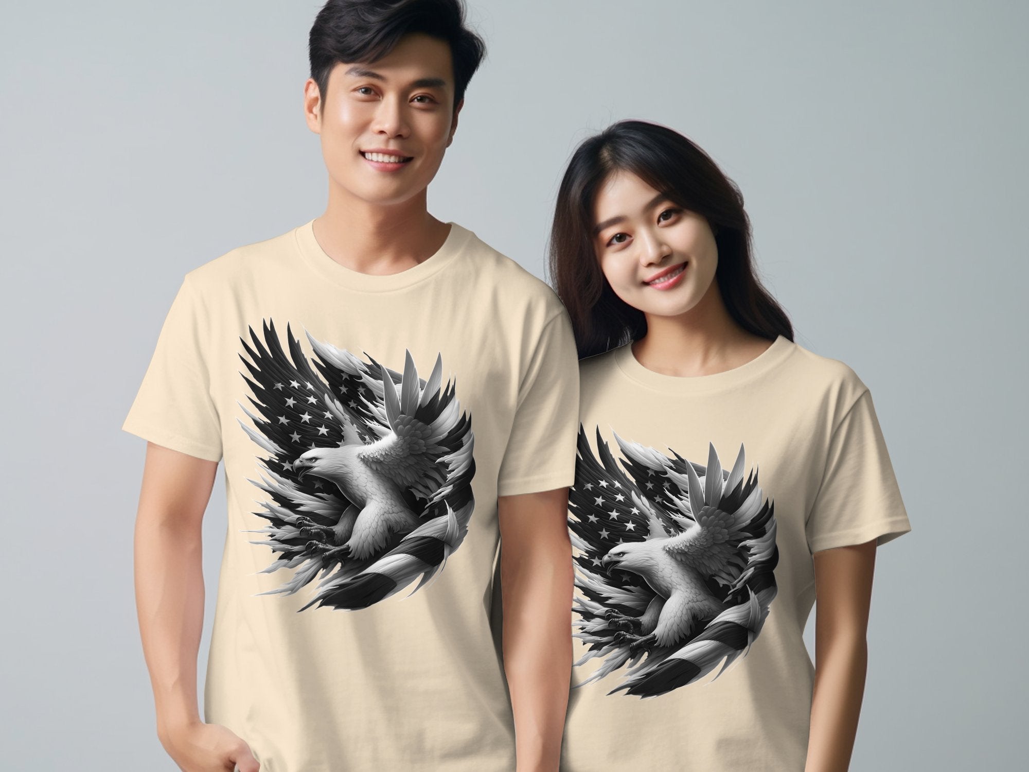 Eagle Patriot - Coloured Gildan T-Shirt Realistic Animal Talisman Unisex Tee Graphic Design