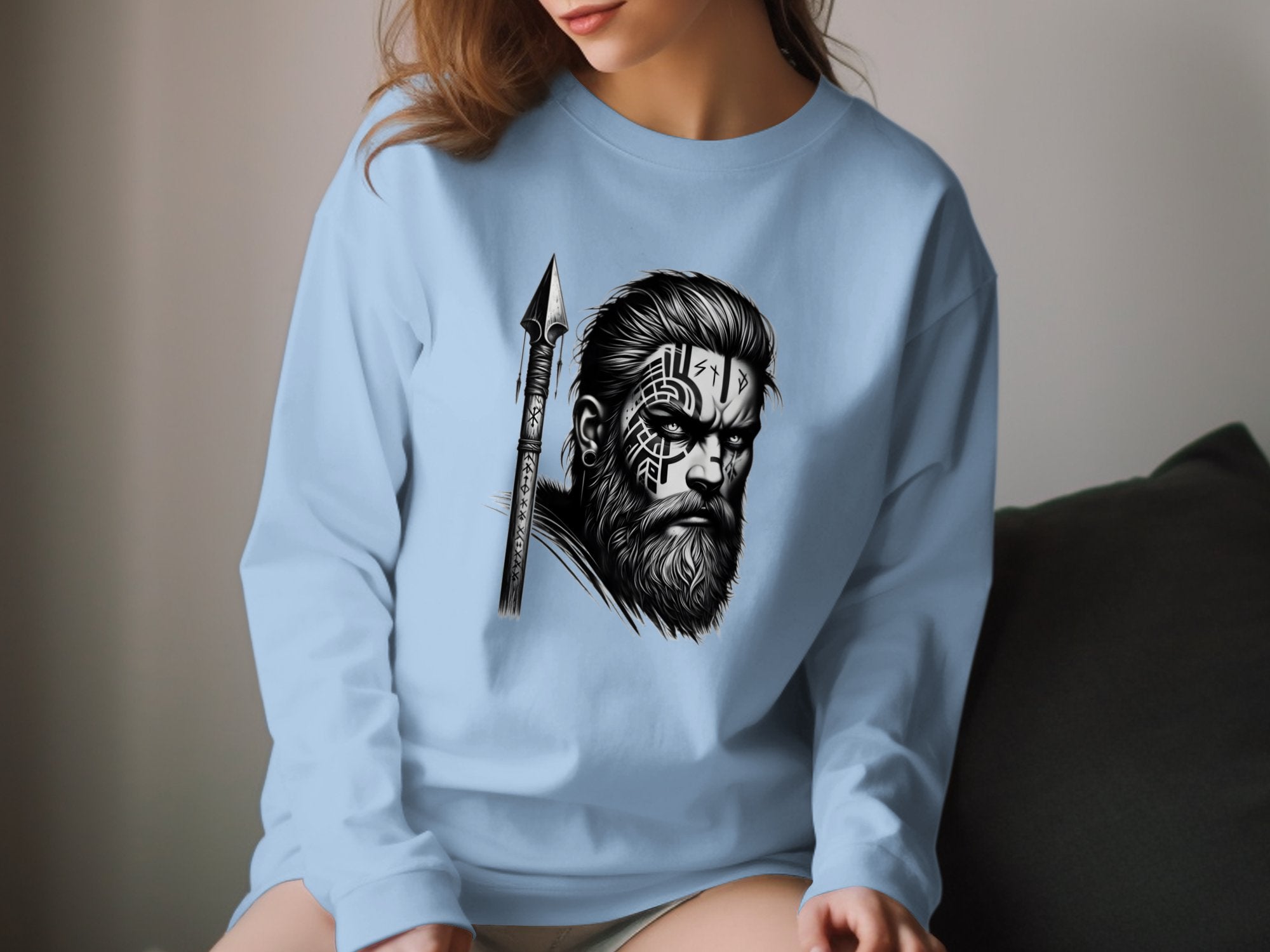 Viking Protector - Coloured Gildan Long Sleeve Realistic Norse Talisman Men Women Unisex Valhalla Tee Graphic Design