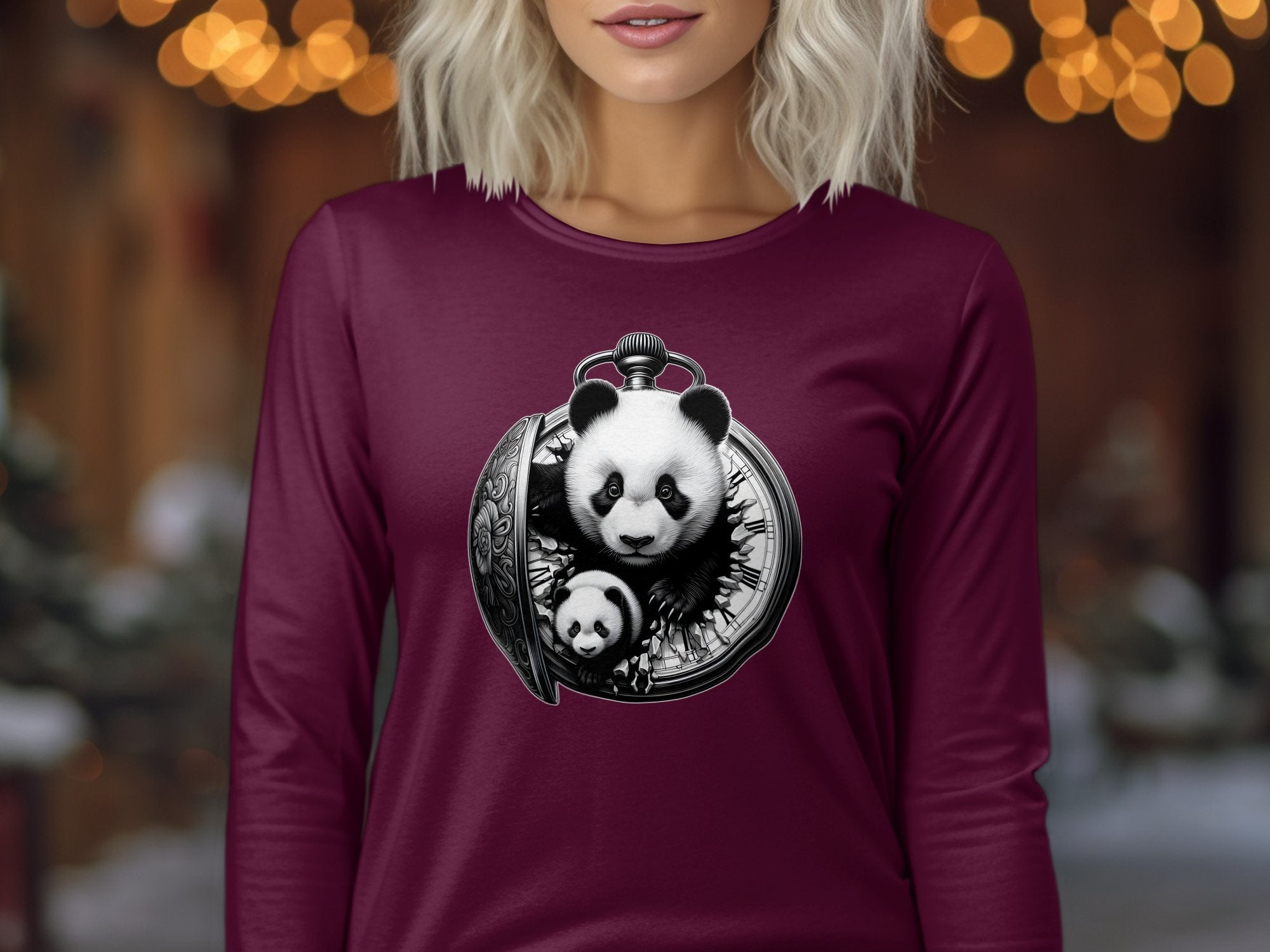 Panda - Coloured Gildan Long Sleeve Realistic Animal Talisman Unisex Cute Tee Graphic Design